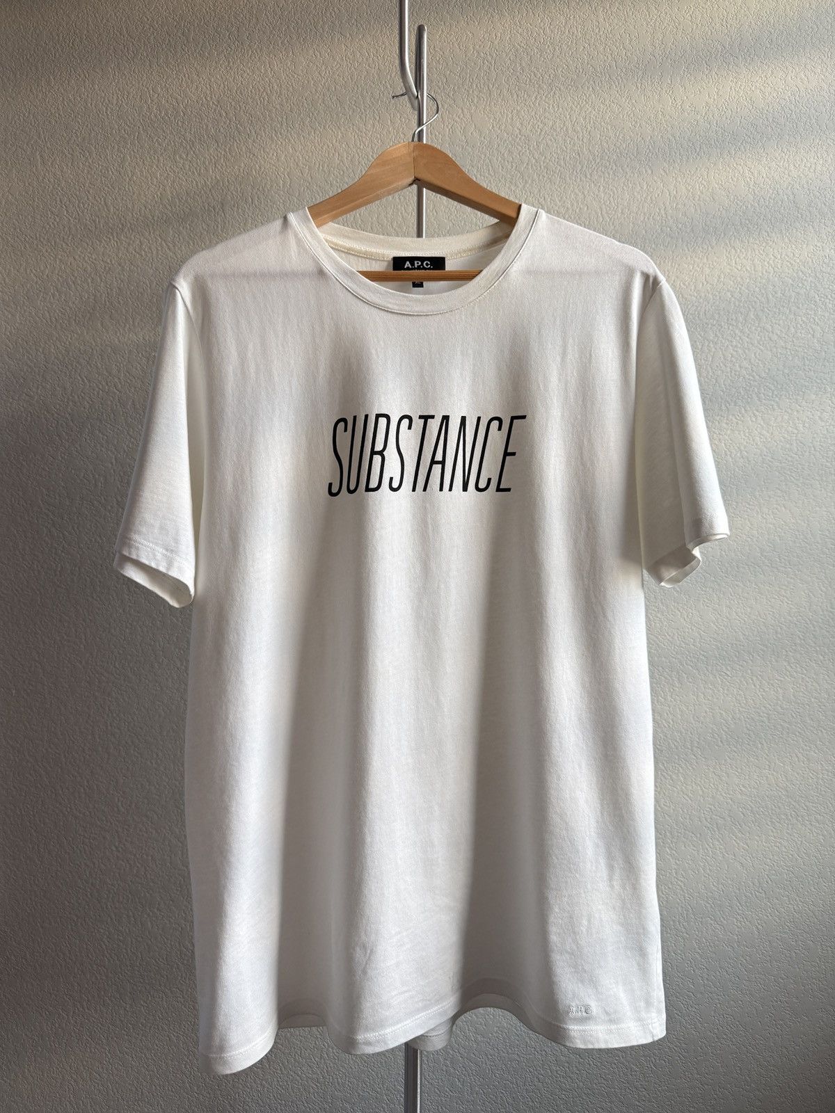 A.P.C. White “Substance” Logo Tee Size US XL / EU 56 / 4 - 1 Thumbnail