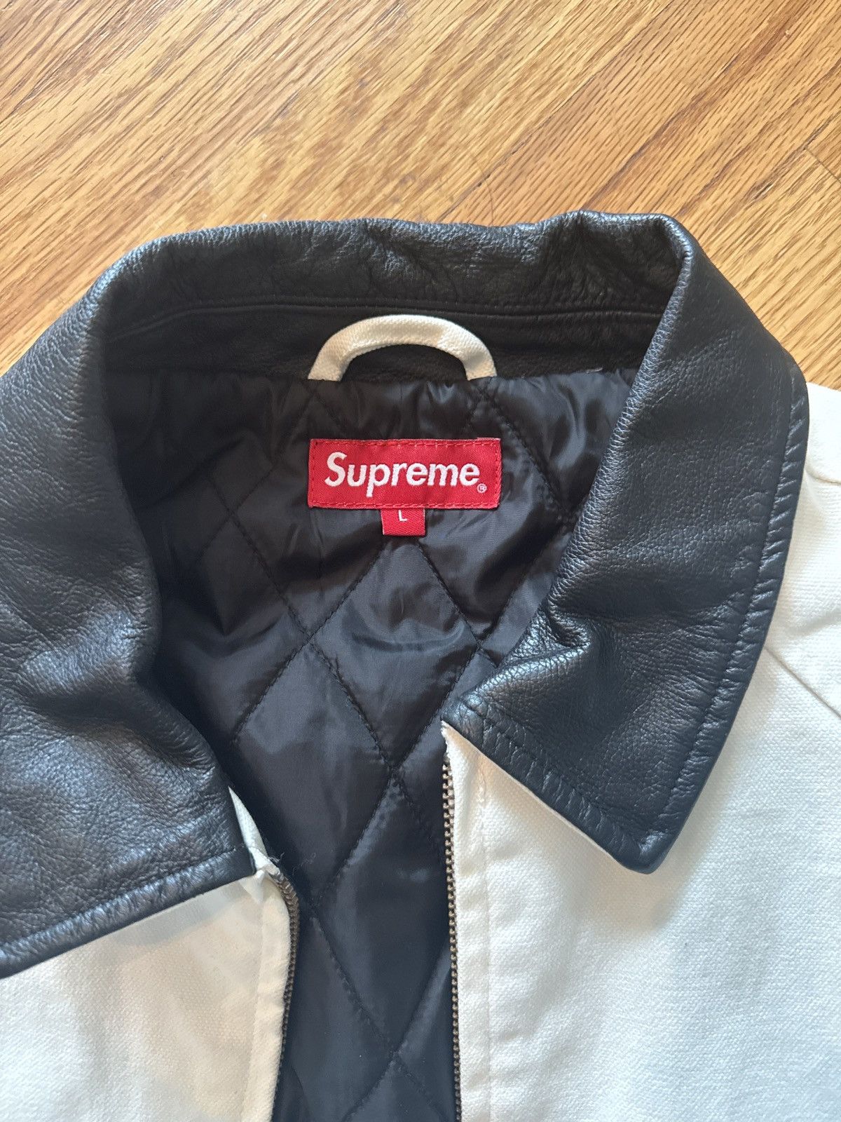 Supreme Supreme white leather collar work jacket FW20 Size US L / EU 52-54 / 3 - 3 Thumbnail