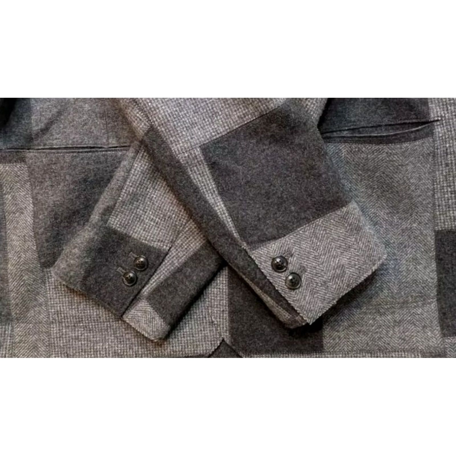 John Varvatos John Varvatos Blazer Jacket Coat Wool Cashmere Patchwork Japan Size 48 Gray Mens Designer Size 48R - 4 Thumbnail