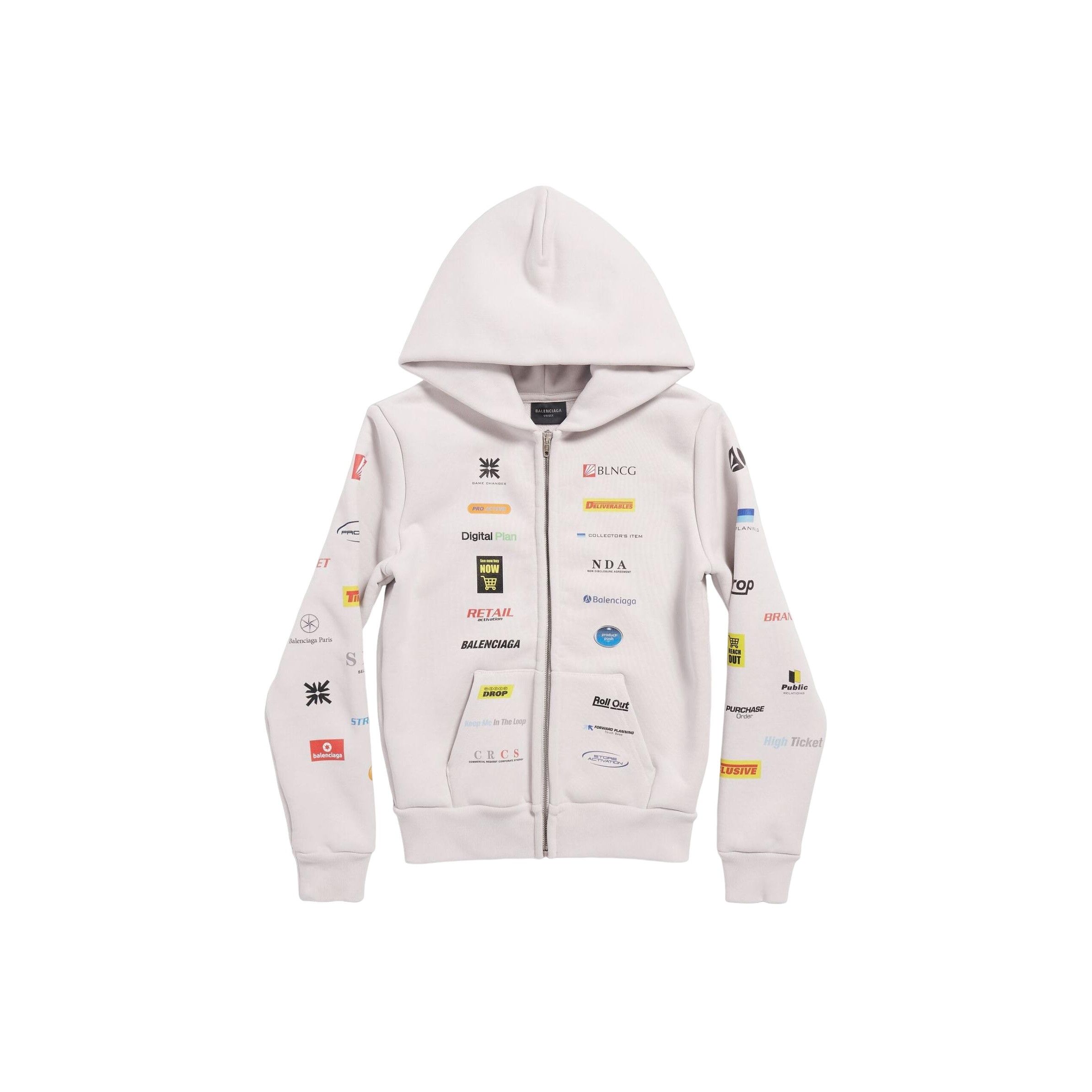Balenciaga Balenciaga Multi-Logo Print Zip Hoodie M Size US M / EU 48-50 / 2 - 1 Thumbnail