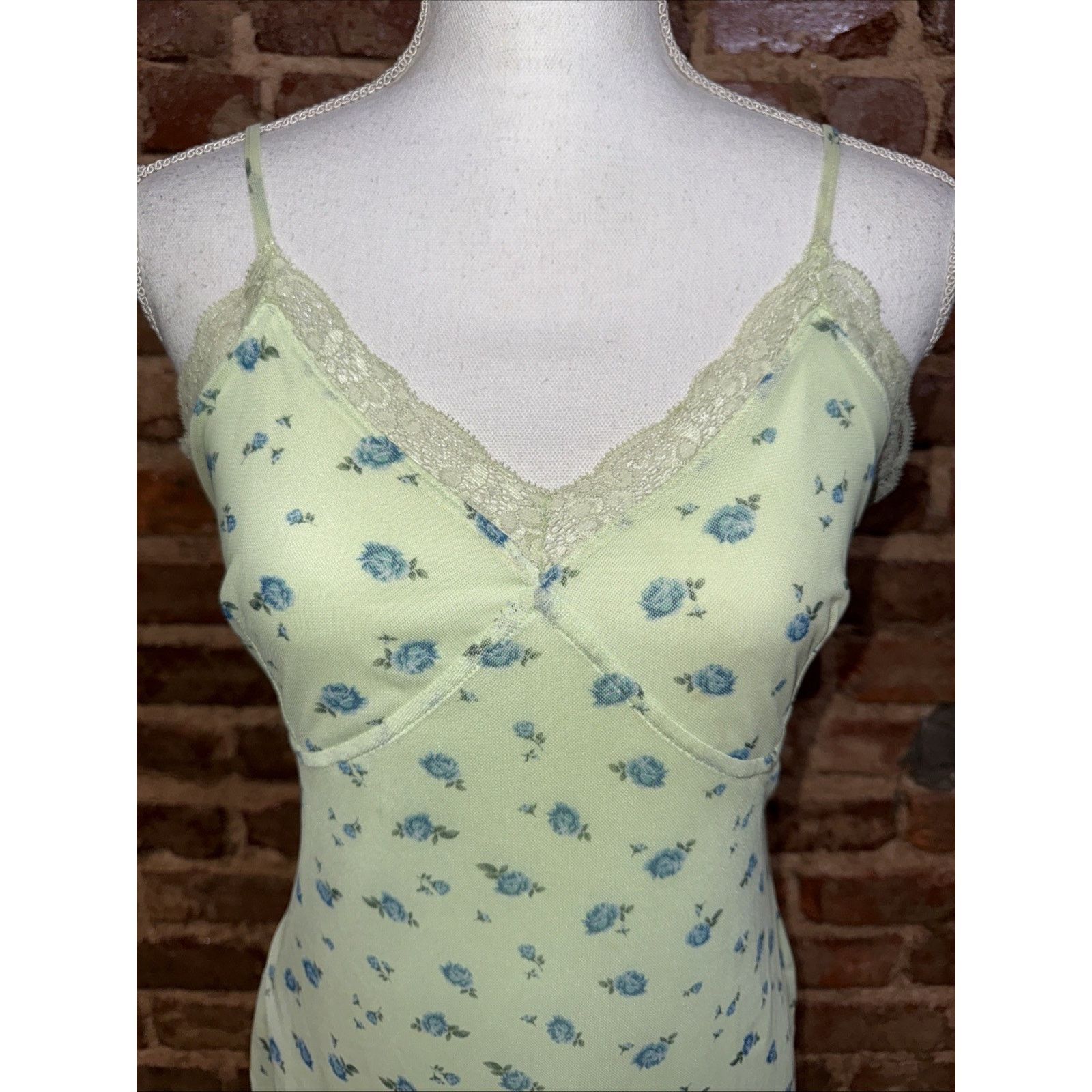 Target Basics Wild Fable Coquette Fairy Mesh Green Floral Slip Dress Sz M Size M / US 6-8 / IT 42-44 - 3 Thumbnail