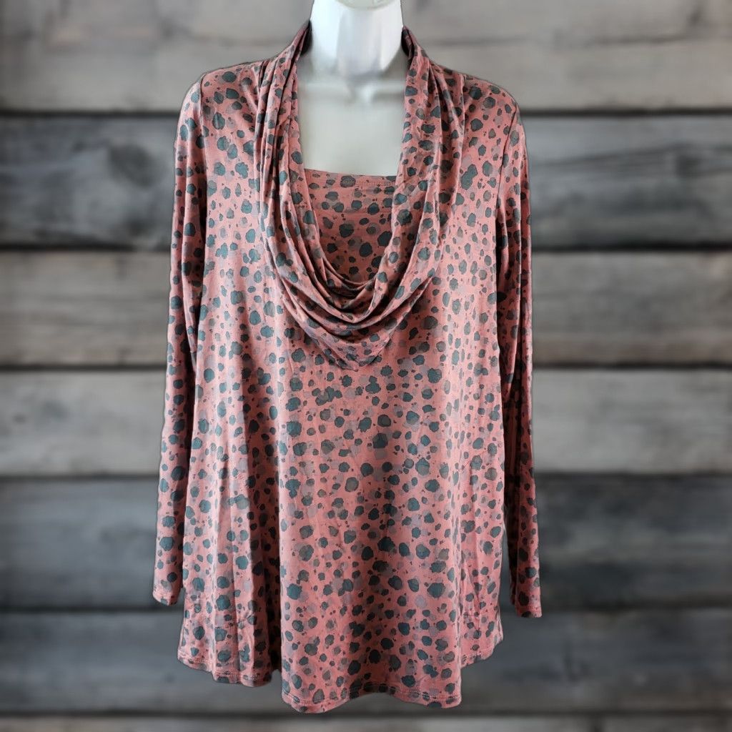 Vintage LOGO by Lori Goldstein Womens Blouse XS Pink Long Sleeve Cowl Neck Pullover Size XS / US 0-2 / IT 36-38 - 1 Thumbnail