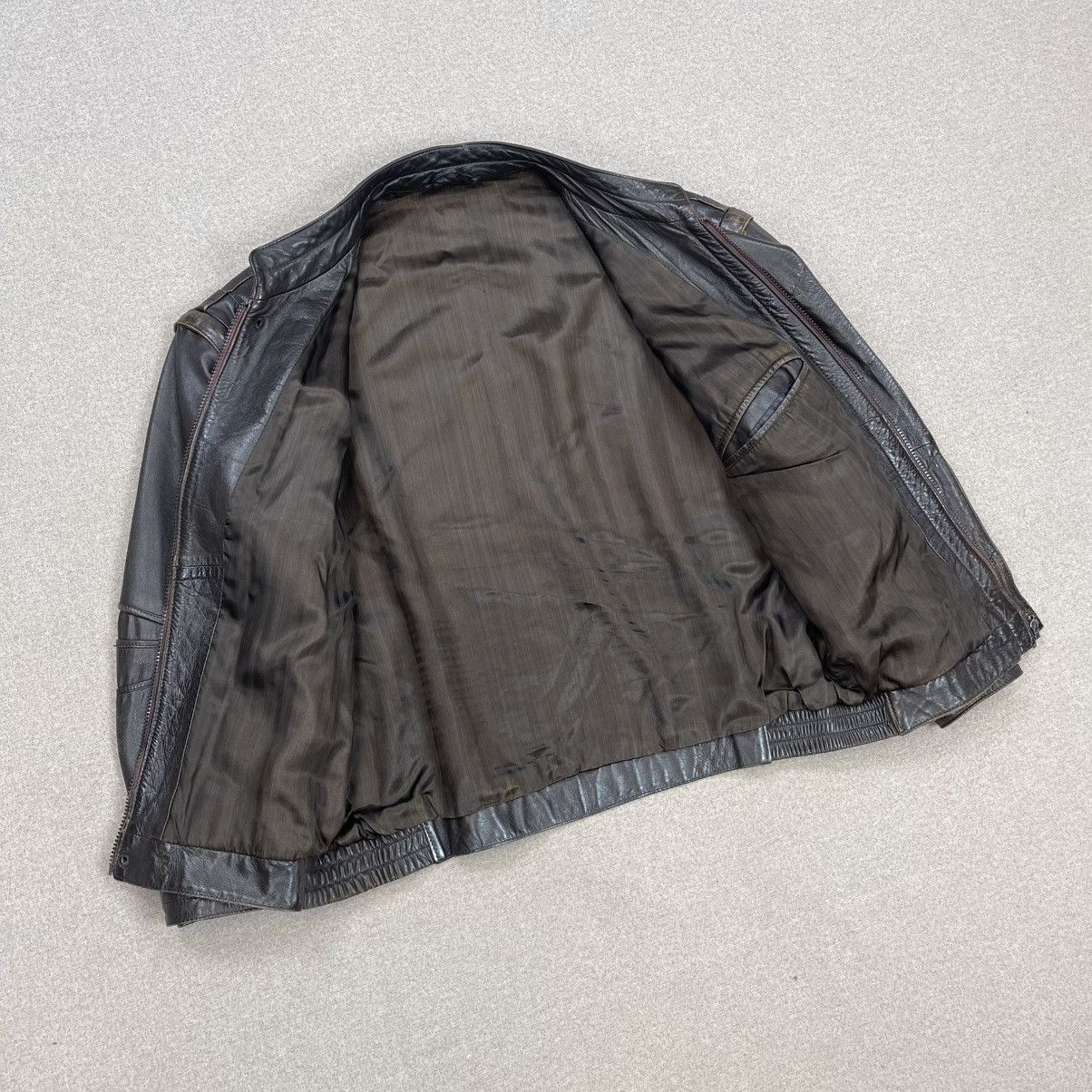 Leather × Vintage VINTAGE GENUINE LEATHER 2in1 BROWN BOMBER JACKET + VEST Size US L / EU 52-54 / 3 - 4 Thumbnail
