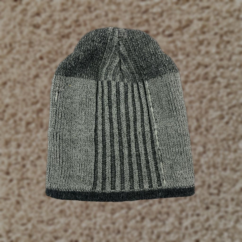 Vintage Beanie Toque Adult One Size Black Stripe Knit Acrylic Polyester Lined Ski Size ONE SIZE - 1 Thumbnail