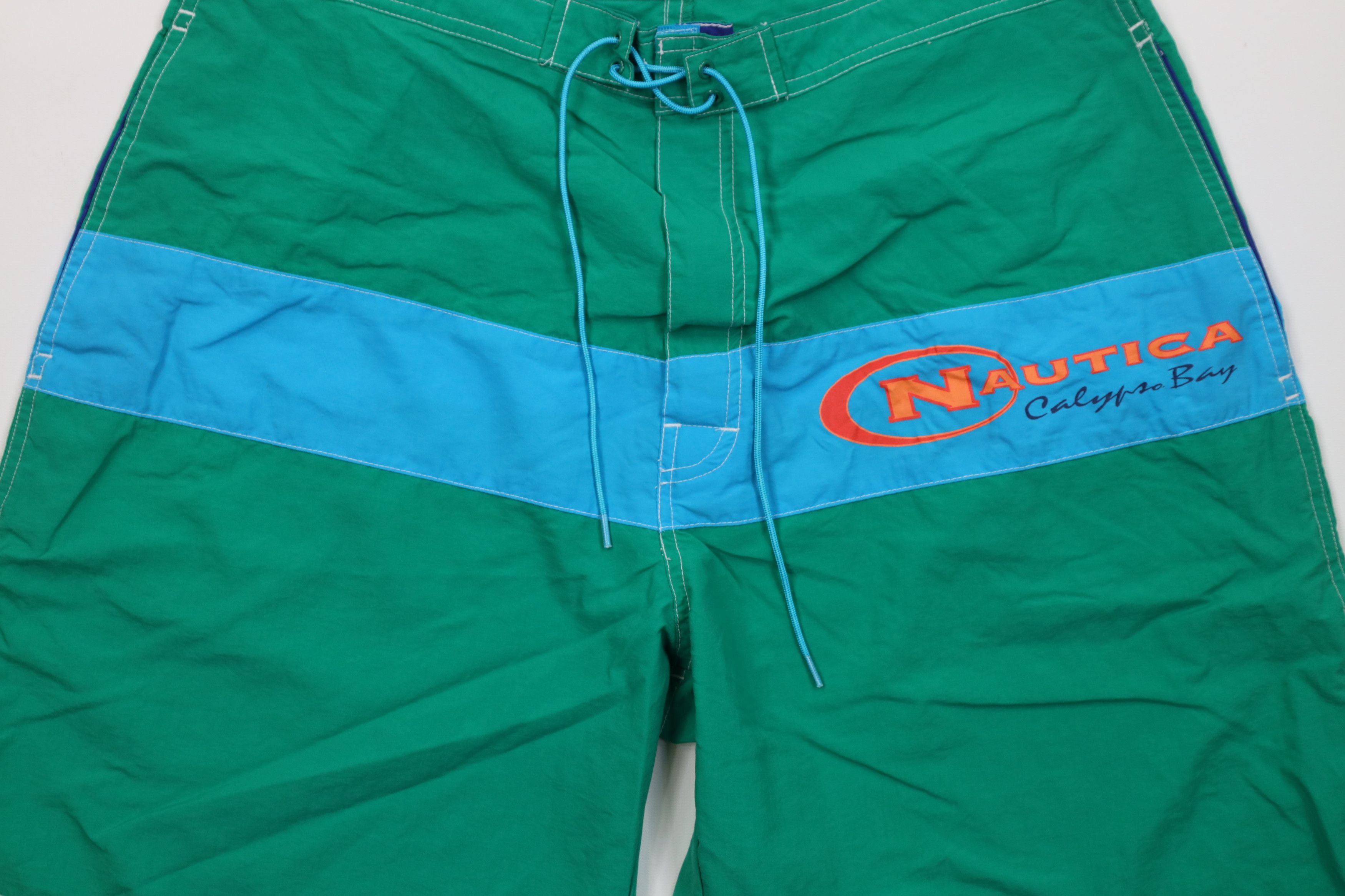 Nautica Vintage 90s Nautica Calypso Block Board Shorts Swimming Size US 36 / EU 52 - 3 Thumbnail