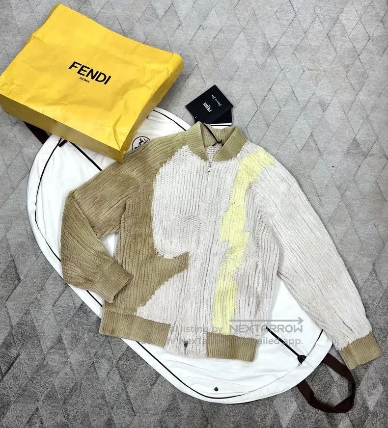 Fendi Fendi Faux Fur Baseball Jacket, Artistic Color Block Size US M / EU 48-50 / 2 - 1 Thumbnail