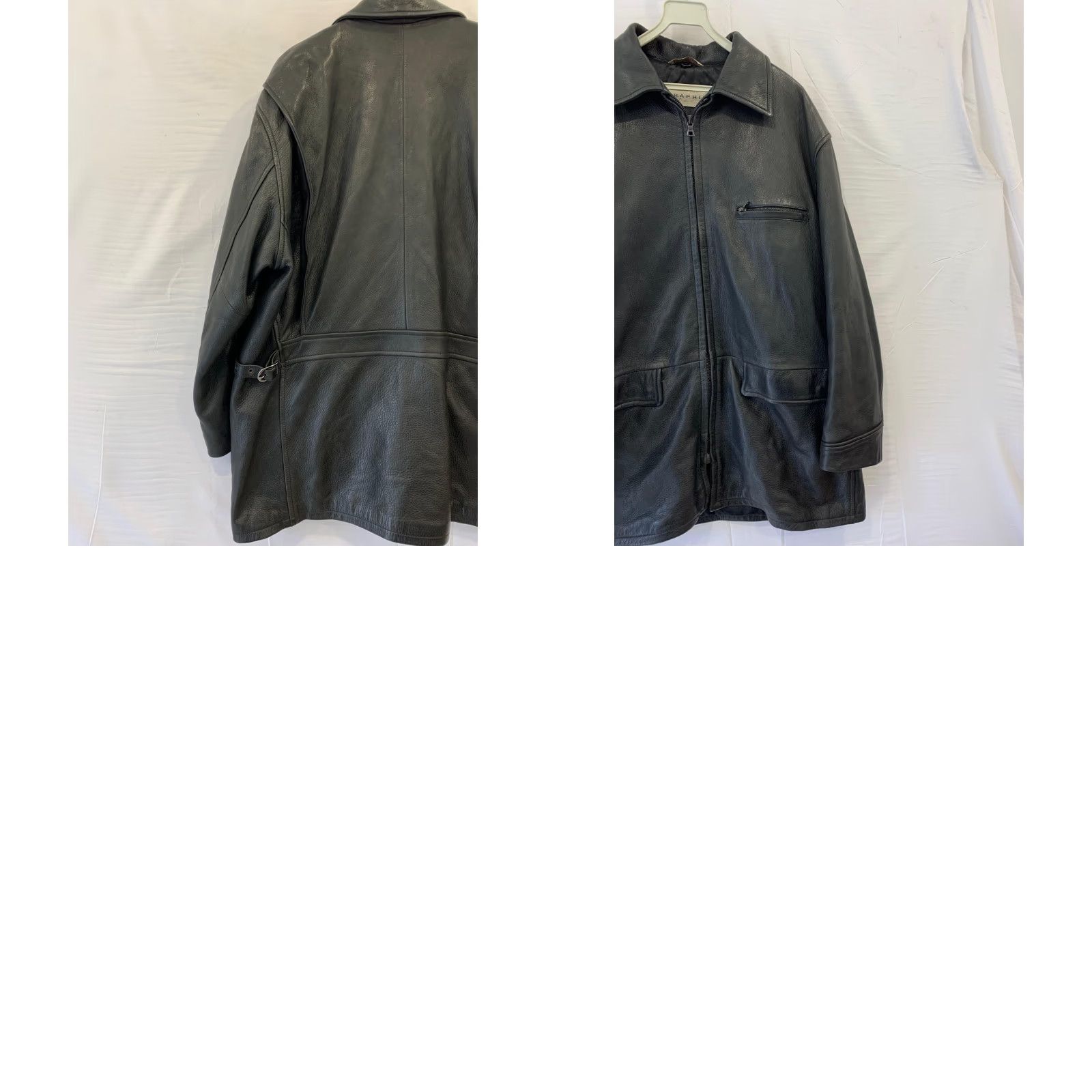 Vintage VINTAGE Seraphin Paris Leather Jacket Men’s XL Oversized Black Leather Coat - Classic Zip Front, Made in France Size US XL / EU 56 / 4 - 8 Thumbnail