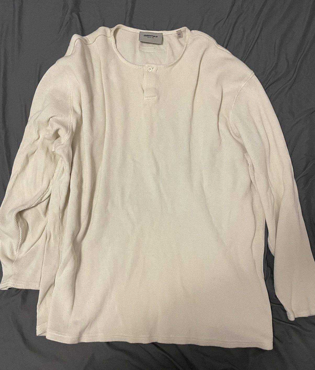 image of Essentials x Fear Of God Off-White Thermal Henley in Off White, Men's (Size 2XL)