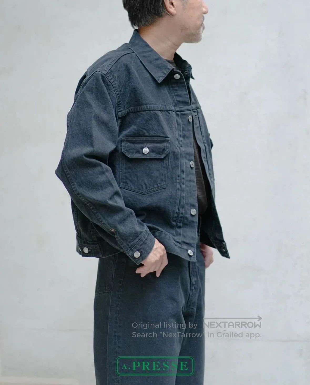 A.PRESSE APRESSE Black Denim Jacket. Size US M / EU 48-50 / 2 - 5 Thumbnail