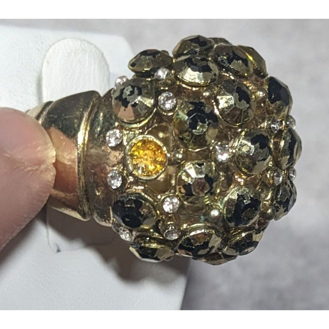 Other Chunky Rhinestone Gold Tone Dome Stretch Size 6 1/2 Size ONE SIZE - 9 Thumbnail