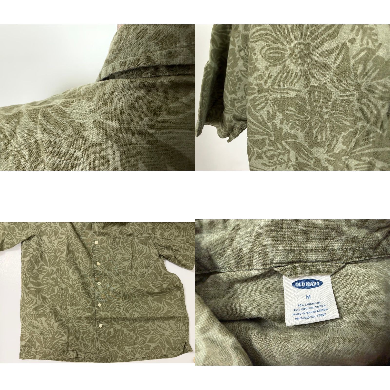Old Navy VINTAGE Old Navy Shirt Men M Floral Olive Linen Cotton Button-Up Short Sleeve Hawaiian Beach Y2K Vintage 90s Theme Size US M / EU 48-50 / 2 - 8 Thumbnail