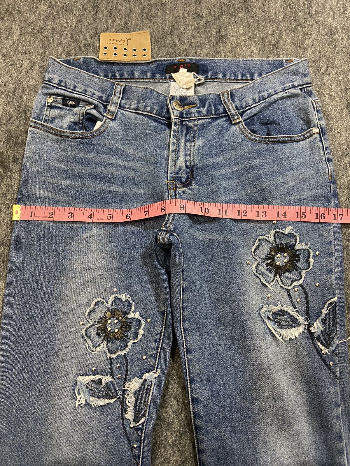 If Six Was Nine Vintage y2k YAGI denim pants flare embroidery floral Size 28" / US 6 / IT 42 - 11 Thumbnail