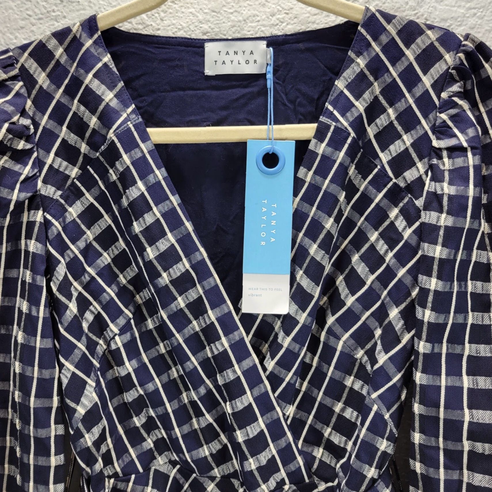 Tanya Taylor Tanya Taylor Dress Womens Nicola Mini Dress Sz 2 Blue Plaid Belted V-Neck Lined New Size XS / US 0-2 / IT 36-38 - 5 Thumbnail