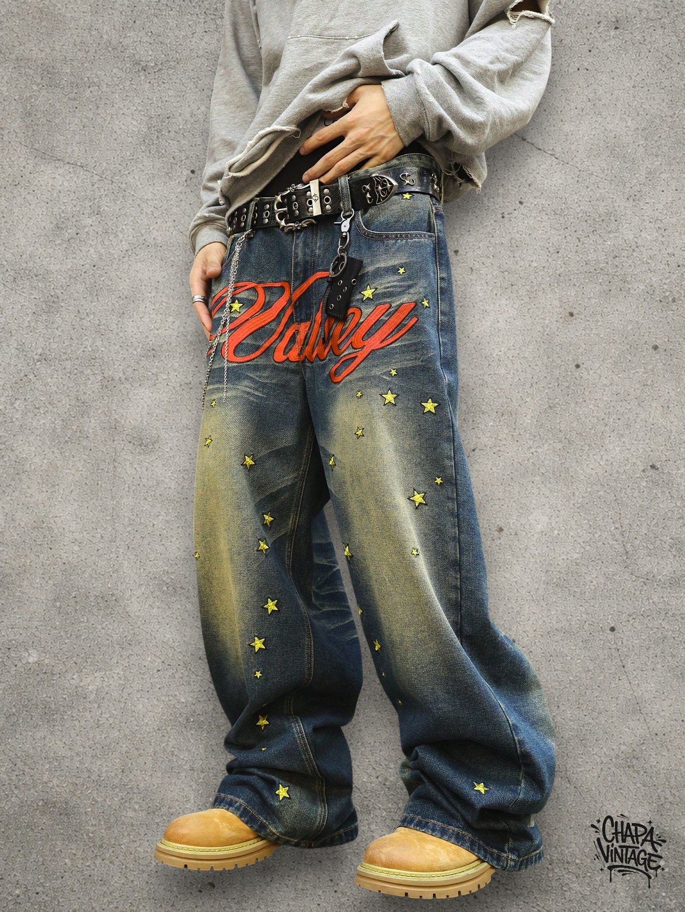 Japanese Brand Baggy washed jeans Size US 34 / EU 50 - 3 Thumbnail