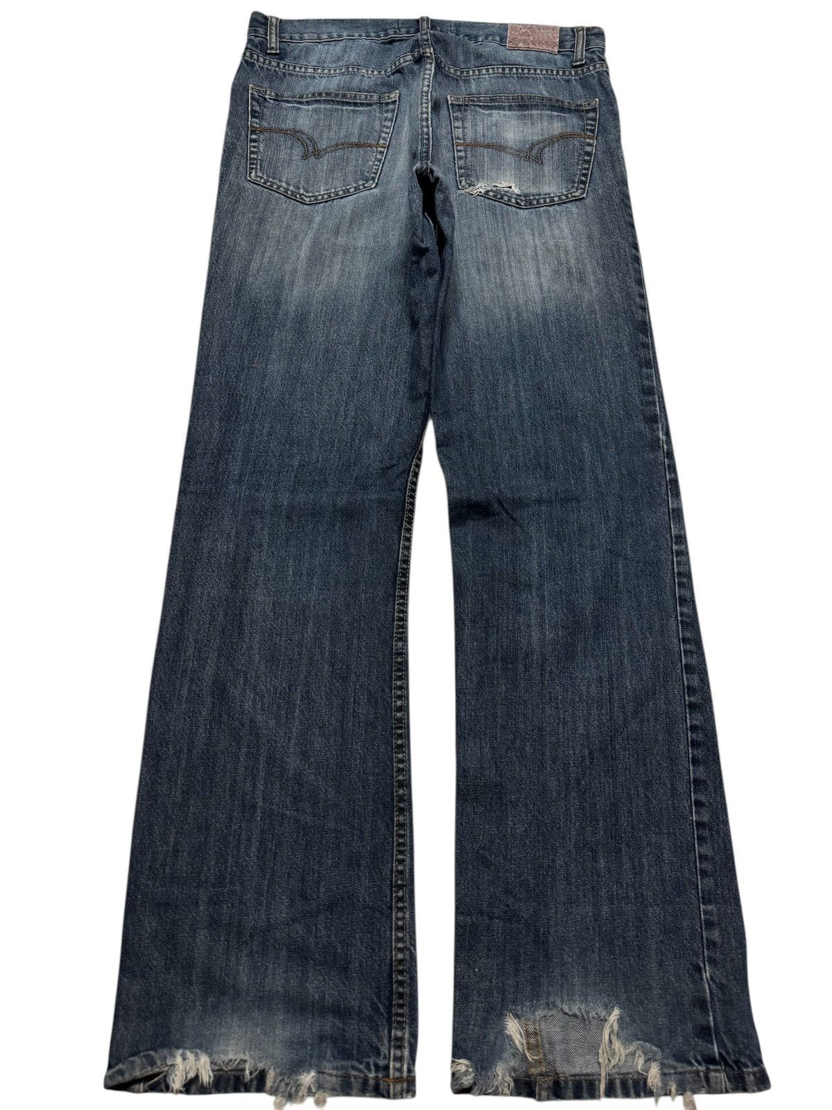 Japanese Brand FLARED JAPANESE THRASHED INSANE 90s STYLE DENIM JEANS Size US 32 / EU 48 - 1 Thumbnail