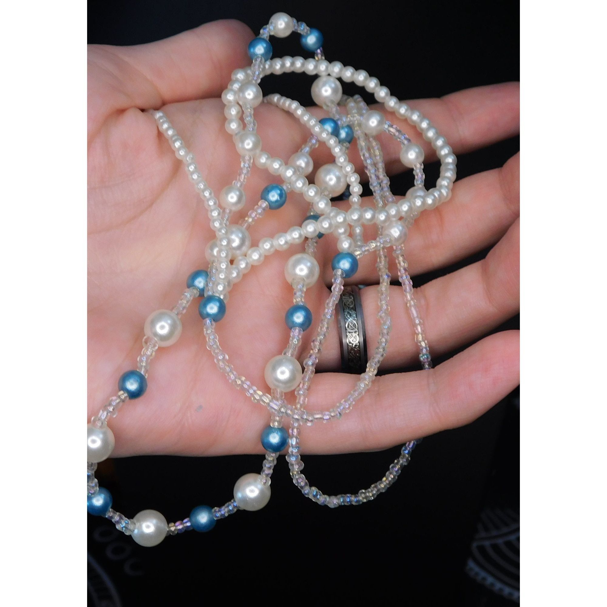 Other Mermaidcore Blue And White Layered Faux Pearl Necklace Size ONE SIZE - 2 Thumbnail