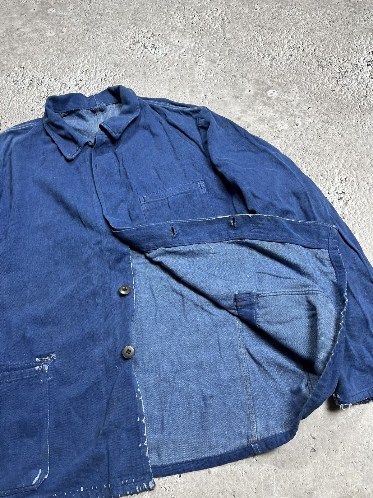 Other Vintage Workwear Distressed French Chore Jacket Blue Canvas Size US M / EU 48-50 / 2 - 10 Thumbnail