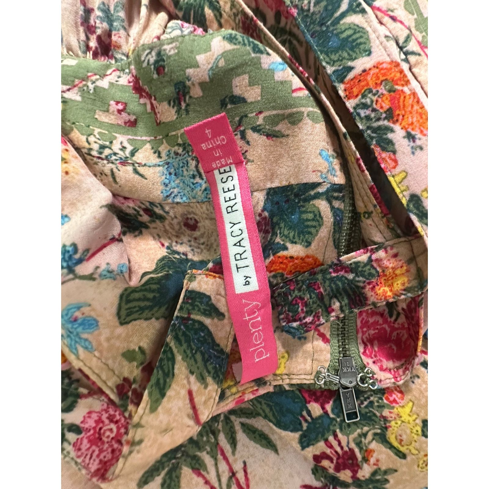 Anthropologie Tracy Reese beige pink floral cropped jumpsuit size 4 Size 27" / US 4 / IT 40 - 3 Thumbnail