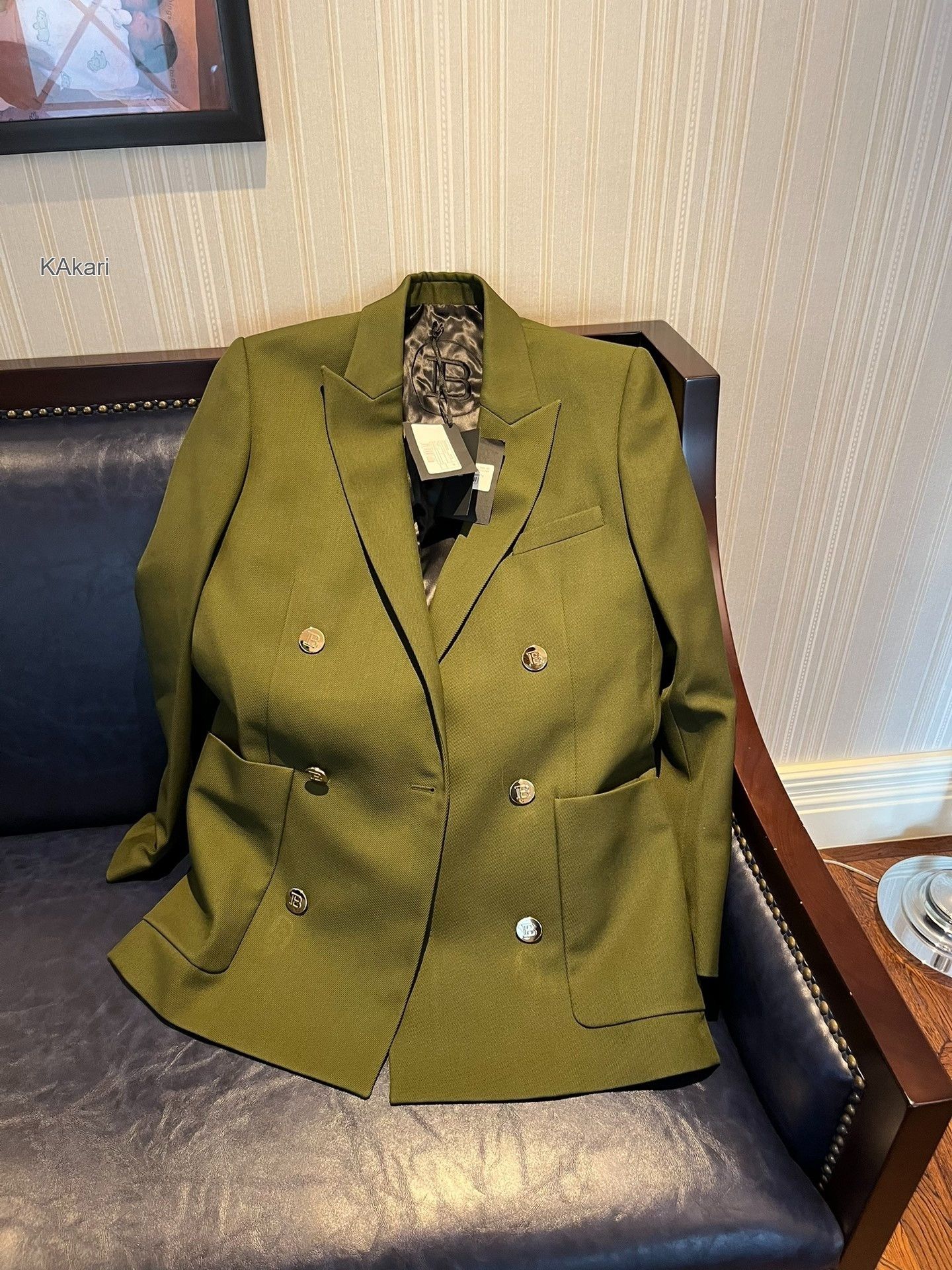 Balmain Balmain Olive Green Double-Breasted Blazer 46 Size US S / EU 44-46 / 1 - 2 Thumbnail