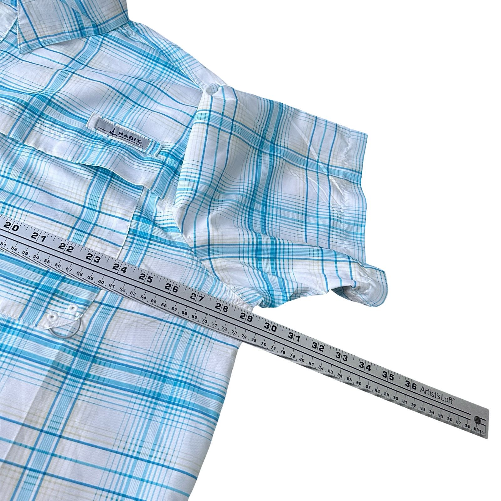 Other Habit Fishing Shirt Men 2XL XXL Blue Curacao Upstream Plaid Size US XXL / EU 58 / 5 - 10 Thumbnail