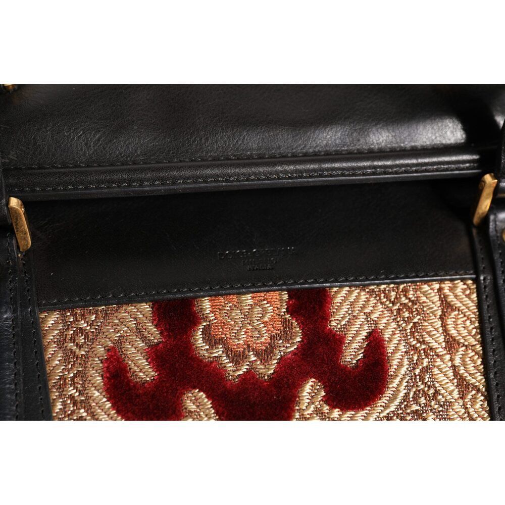Dolce & Gabbana Dolce & Gabbana Multicolor Leather Brocade Velvet Travel Duf Size ONE SIZE - 7 Thumbnail