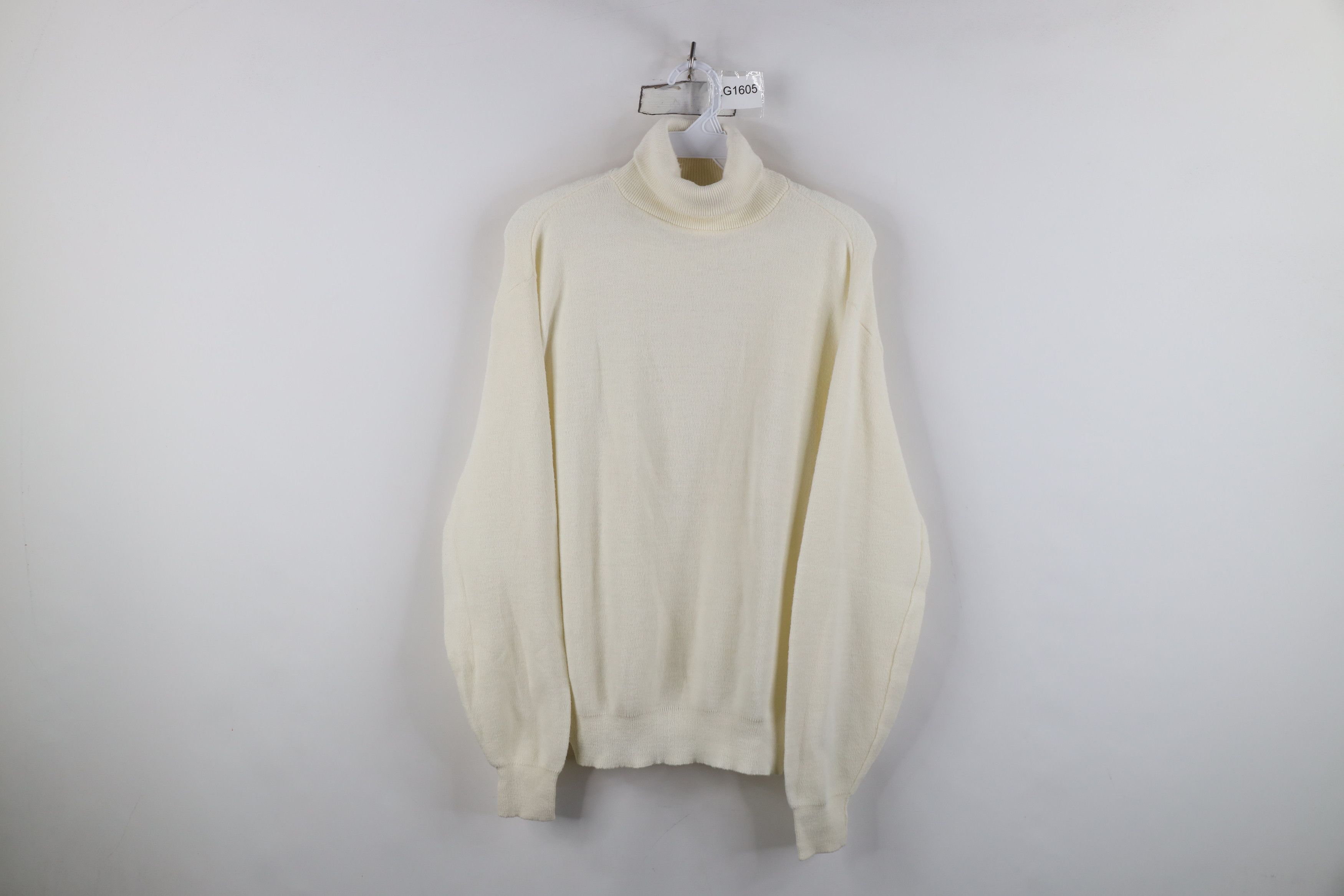 Vintage Vintage 70s Streetwear Knit Turtleneck Sweater Cream USA Size L / US 10 / IT 46 - 1 Thumbnail