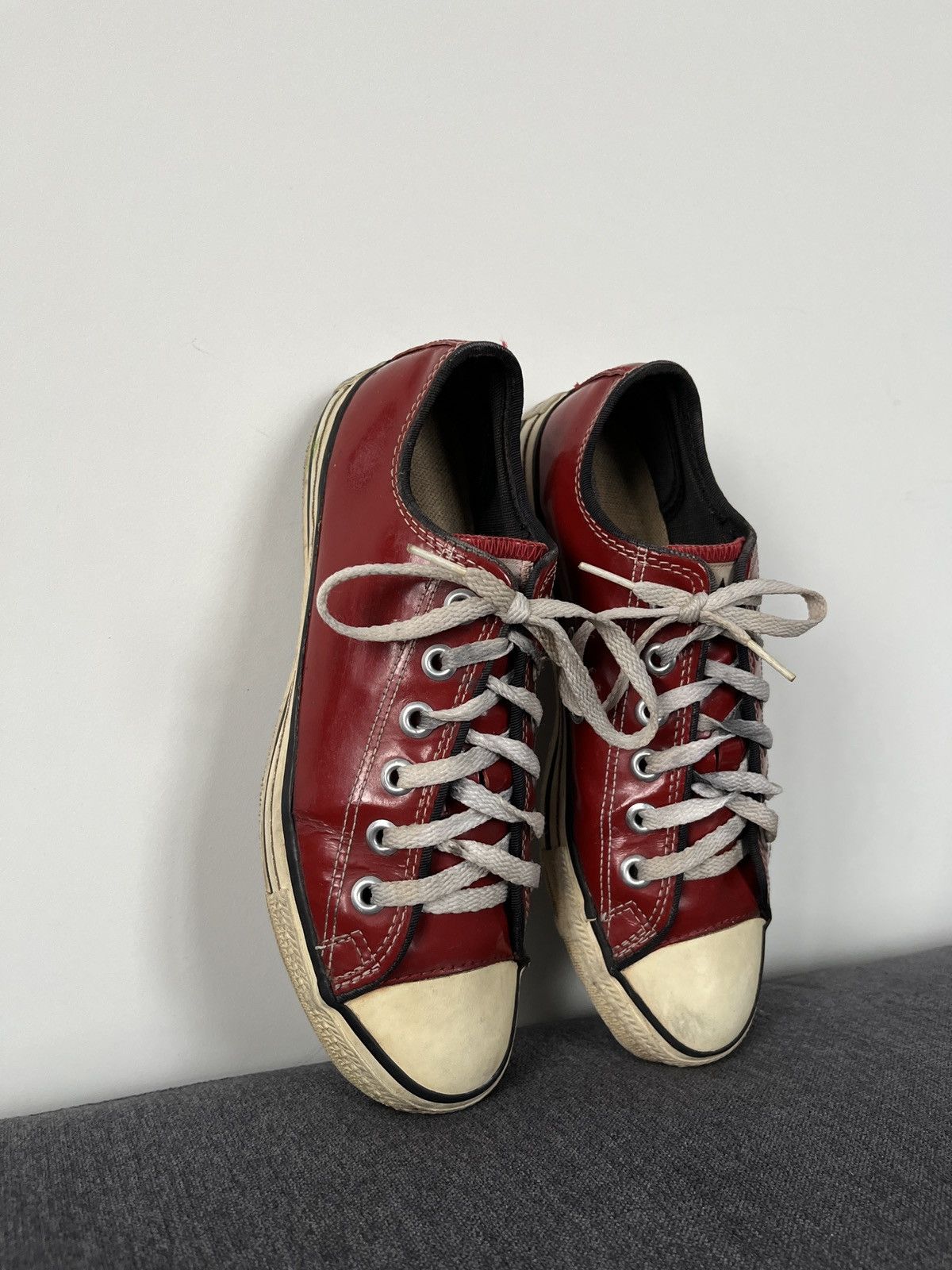 Converse × Vintage 90's Made in USA Converse Red Glossy Patent Leather Sneakers Size US 5.5 / IT 35.5 - 4 Thumbnail