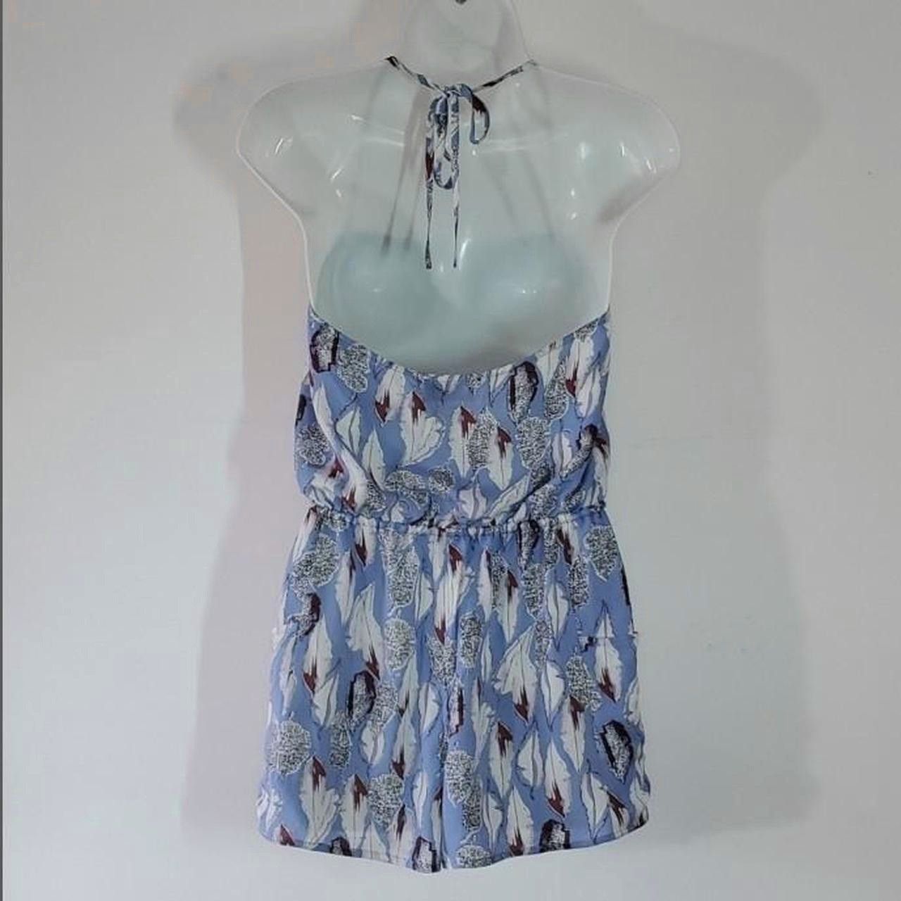 Other Darah Dahl Size S Romper Periwinkle Blue White Feathers Size S / US 4 / IT 40 - 2 Thumbnail
