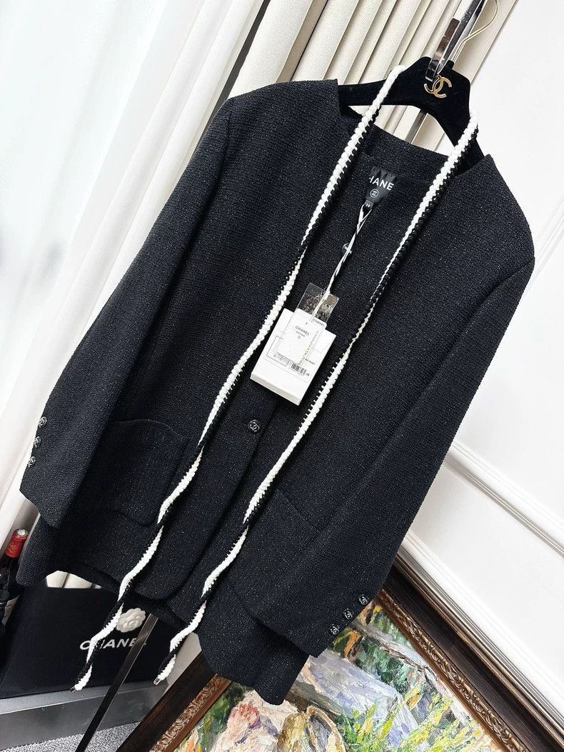 Chanel Chanel Black Tweed Mid-Length Coat Size M / US 6-8 / IT 42-44 - 6 Thumbnail