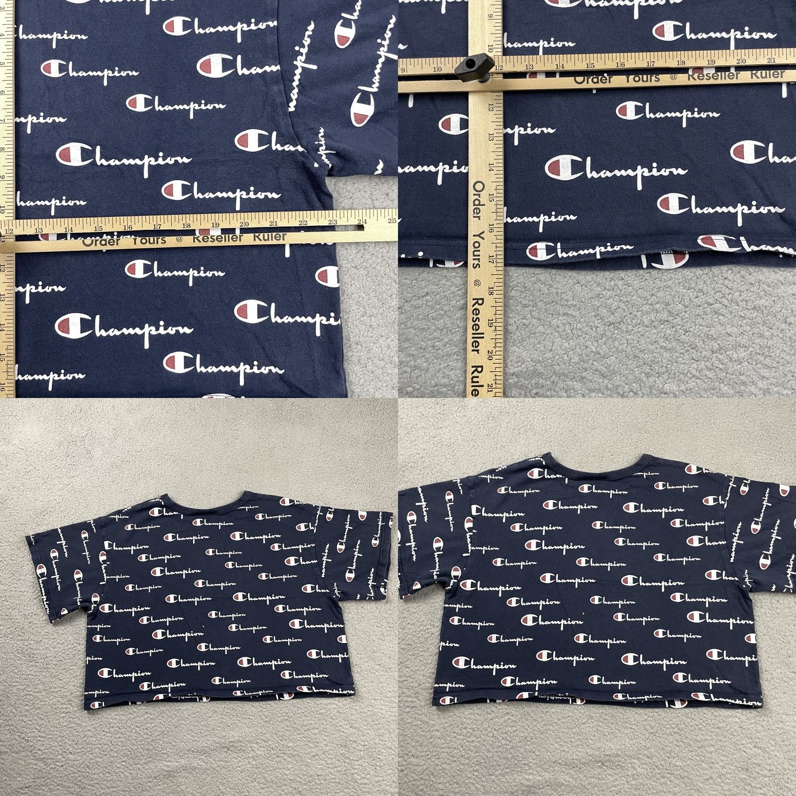 Champion Champion Cropped T-shirt Womens XL Black AOP Spell Out Short Sleeve All Over* Size XL / US 12-14 / IT 48-50 - 8 Thumbnail