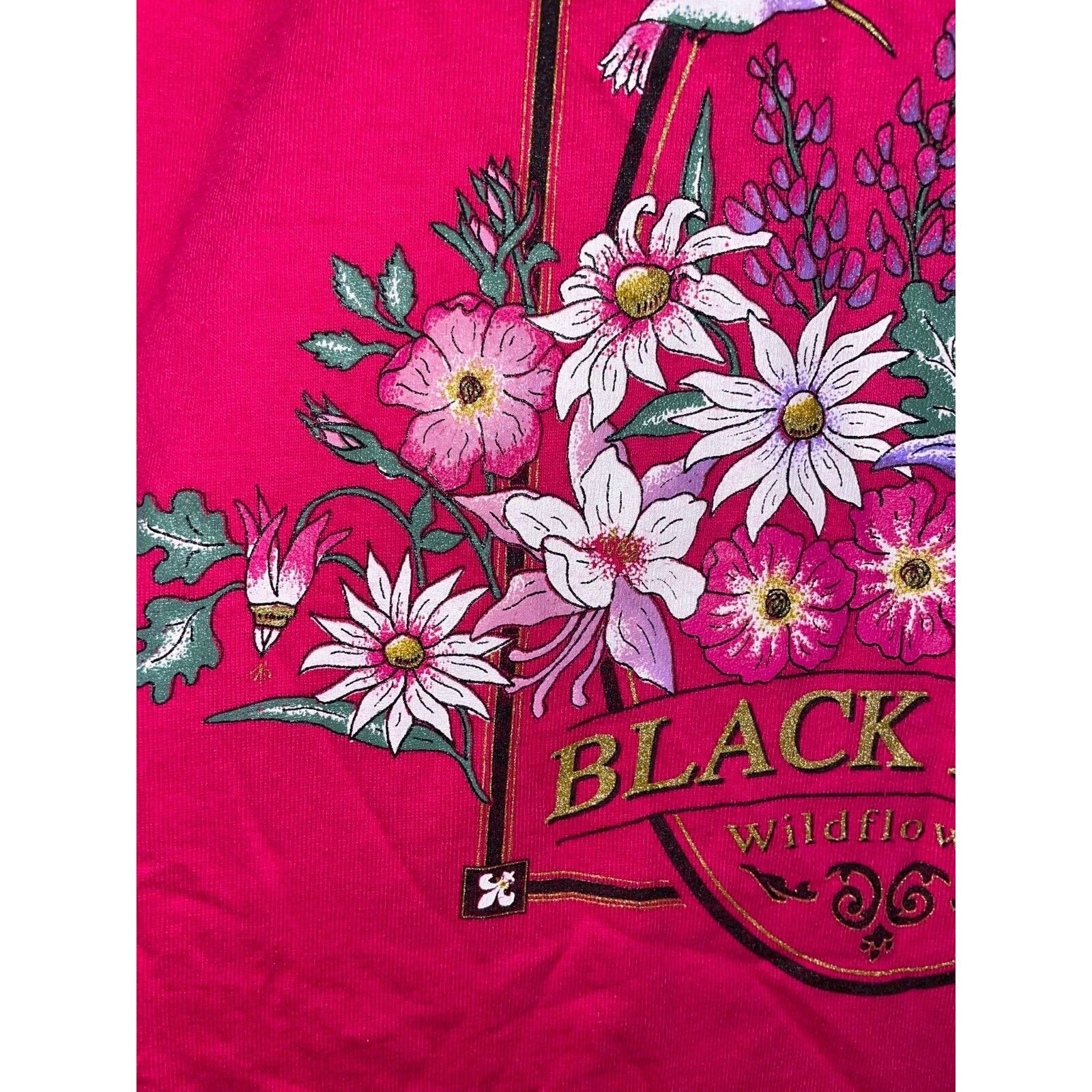 Jerzees Vintage Black Hills Shirt Wildflowers Pink Tee VTG 90s Large Size US L / EU 52-54 / 3 - 3 Thumbnail