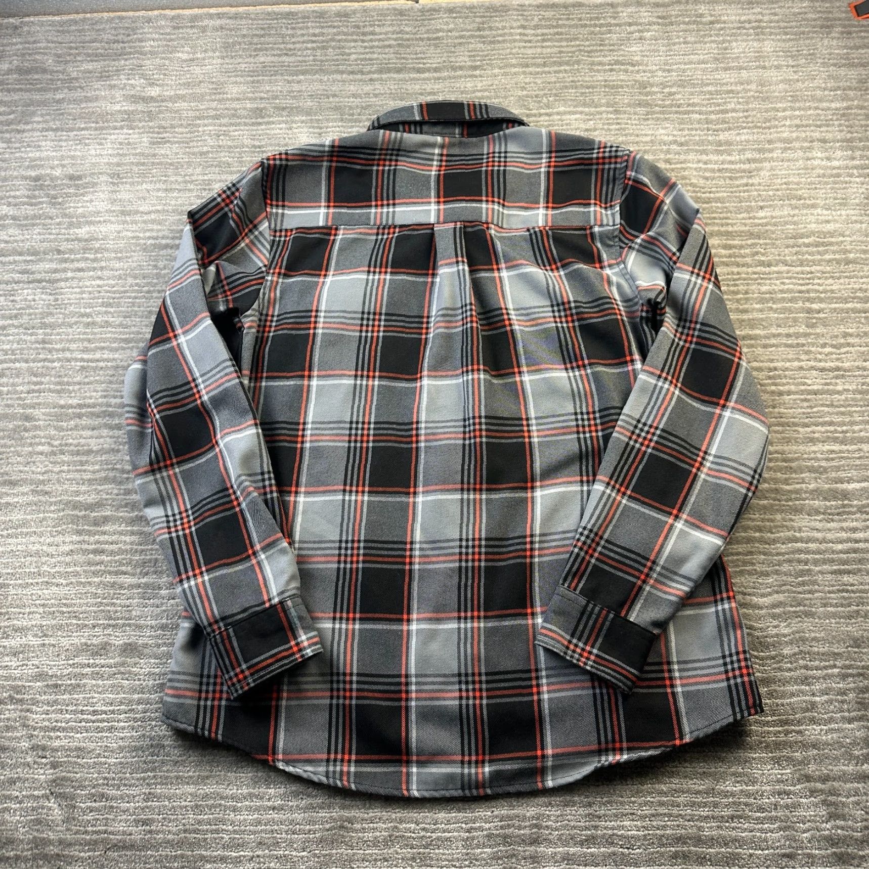 Vintage Dixxon Flannel Shirt Womens Large Gray Orange Plaid The G Snap Harley Size L / US 10 / IT 46 - 2 Thumbnail