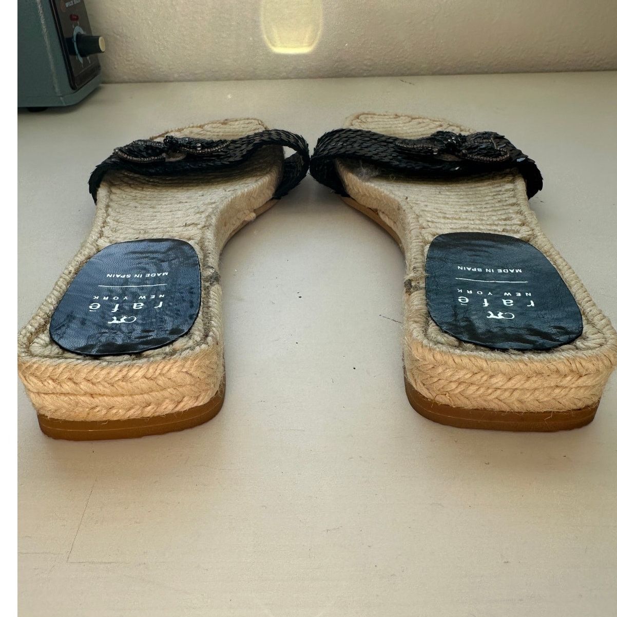 Other Rafe NY Black Sequin Butterfly Espadrille Sandal 38 / 7.5 Size US 7.5 / IT 37.5 - 7 Thumbnail