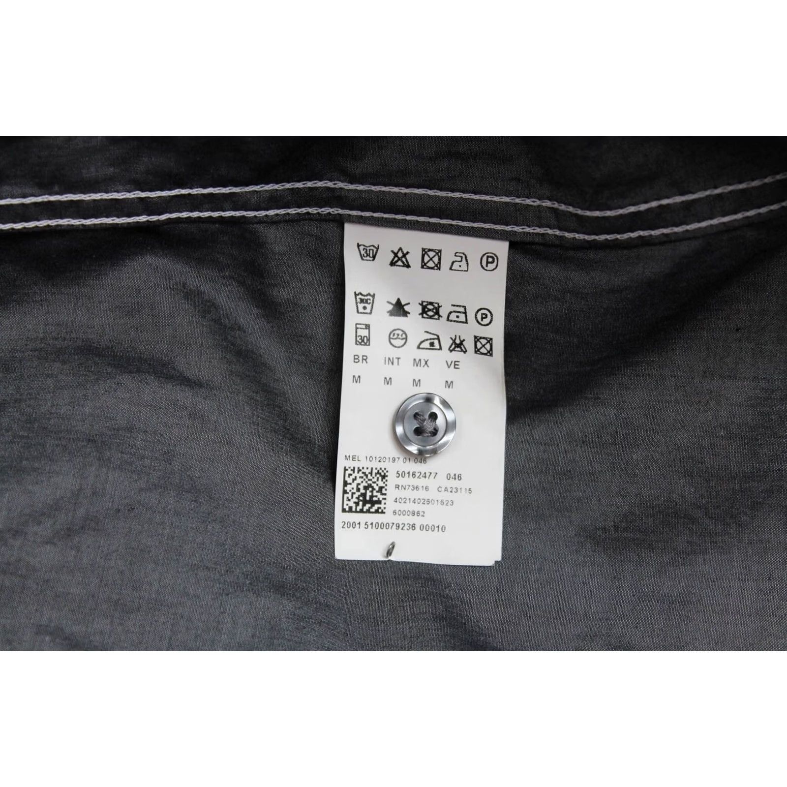 Hugo Boss Hugo Boss Shirt Mel Slim Fit Button Up Spread Collar Grey Men's MEDIUM Size 40R - 6 Thumbnail