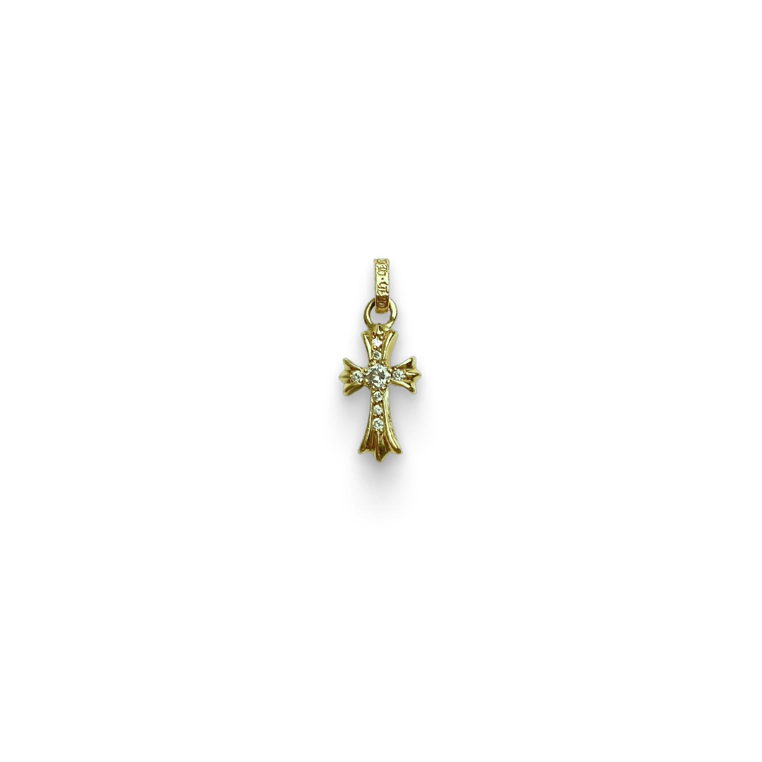 Chrome Hearts Chrome Hearts 22k Gold Baby Fat With Pave Diamonds Cross ...