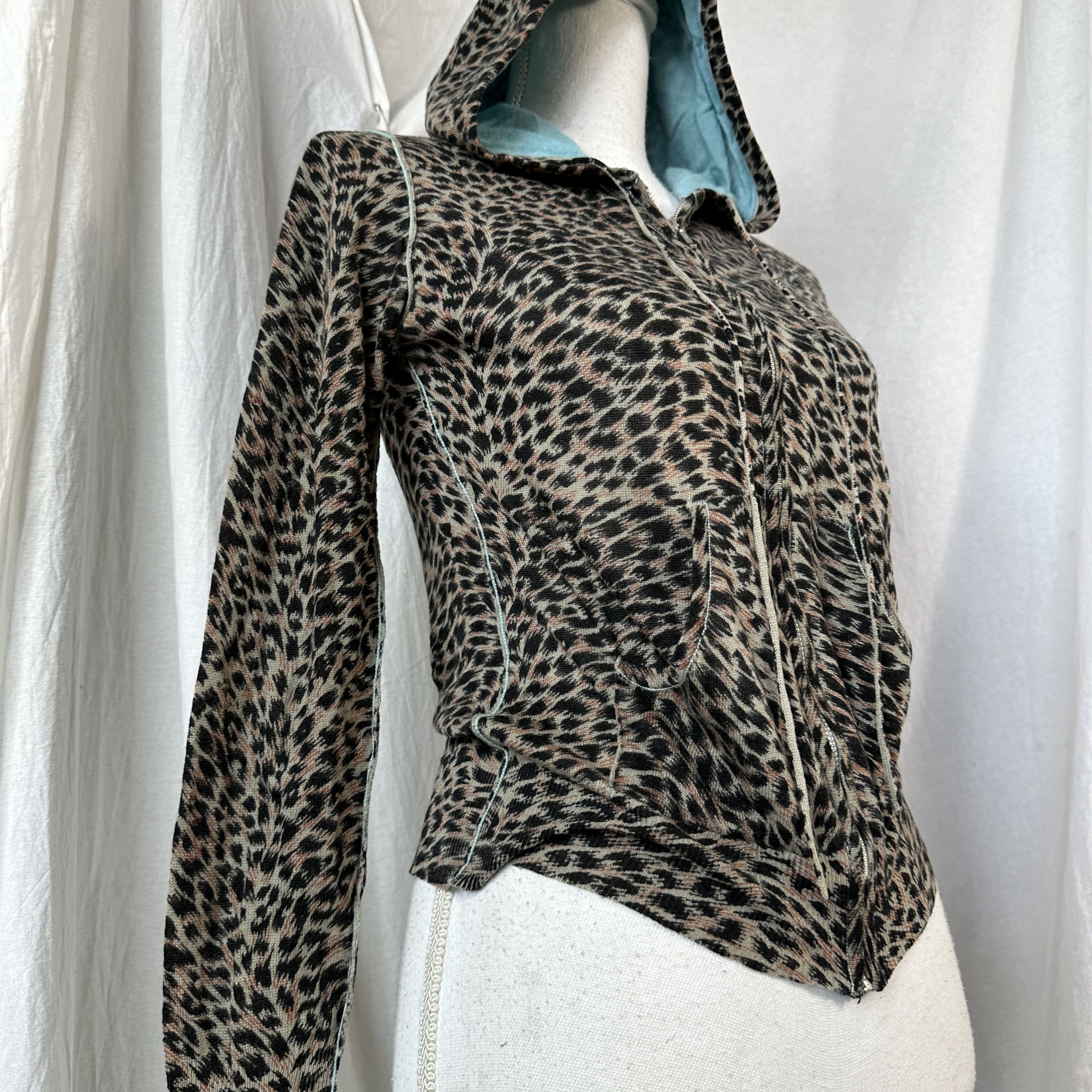 Vintage Women's Cashmere Sweater Cheetah Zip Size S / US 4 / IT 40 - 2 Thumbnail