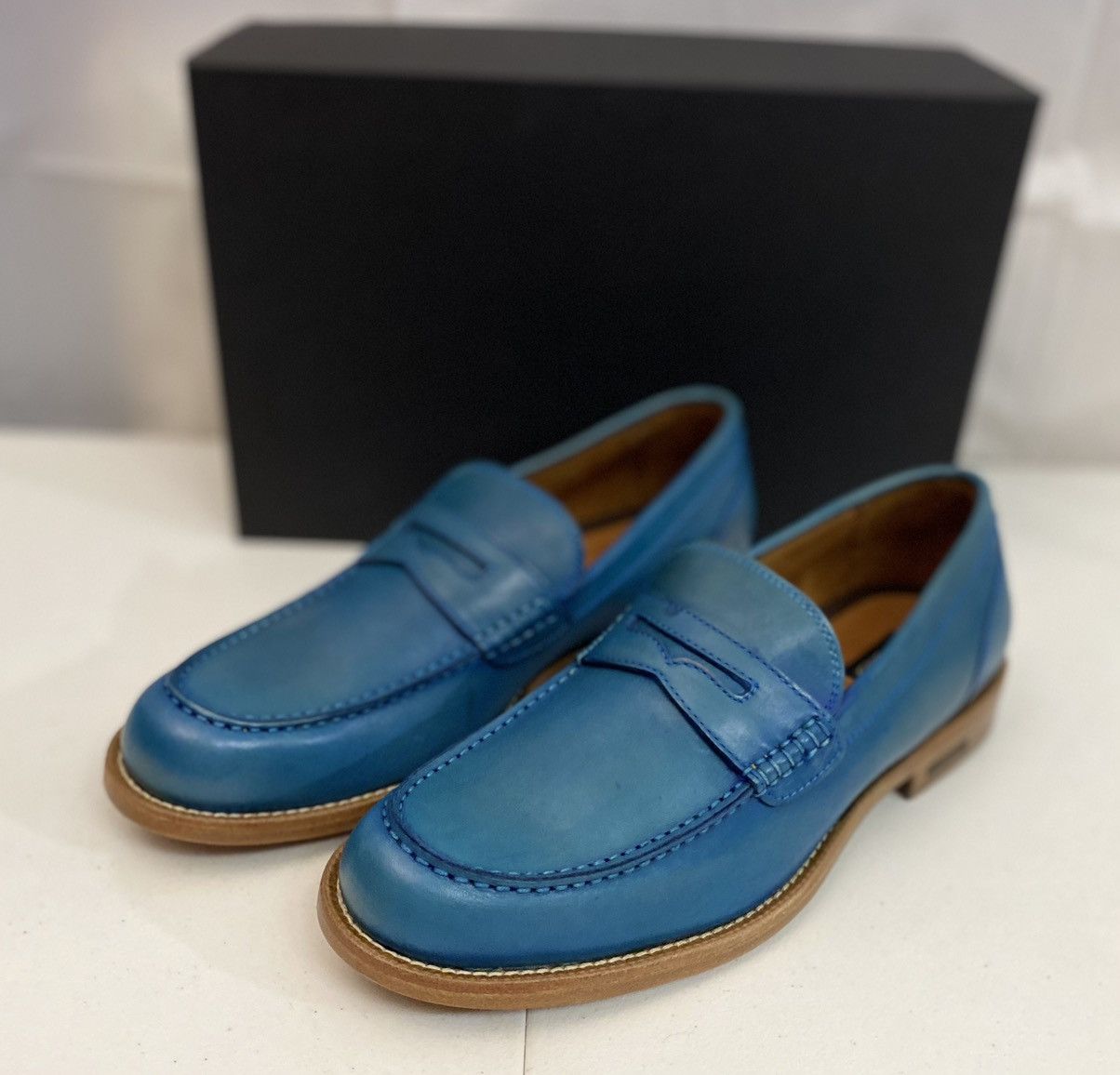Dsquared2 Dsquared2 🇮🇹 Blue Leather Ivy League Penny Loafer 8.5 NEW Size US 8.5 / EU 41-42 - 12 Thumbnail