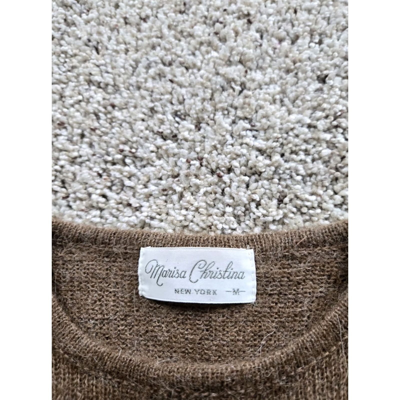 Vintage VINTAGE Marisa Christina Sweater Shirt Womens Brown Medium Pullover Crew Neck Short Sleeve Knit Cap Sleeve Size M / US 6-8 / IT 42-44 - 3 Thumbnail