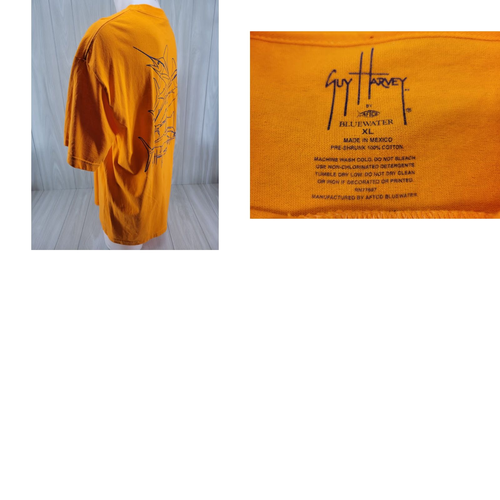 Guy Harvey GUY HARVEY T-Shirt SHIRT Orange XL Mens Blue Outlines Swordfish Size US XL / EU 56 / 4 - 8 Thumbnail