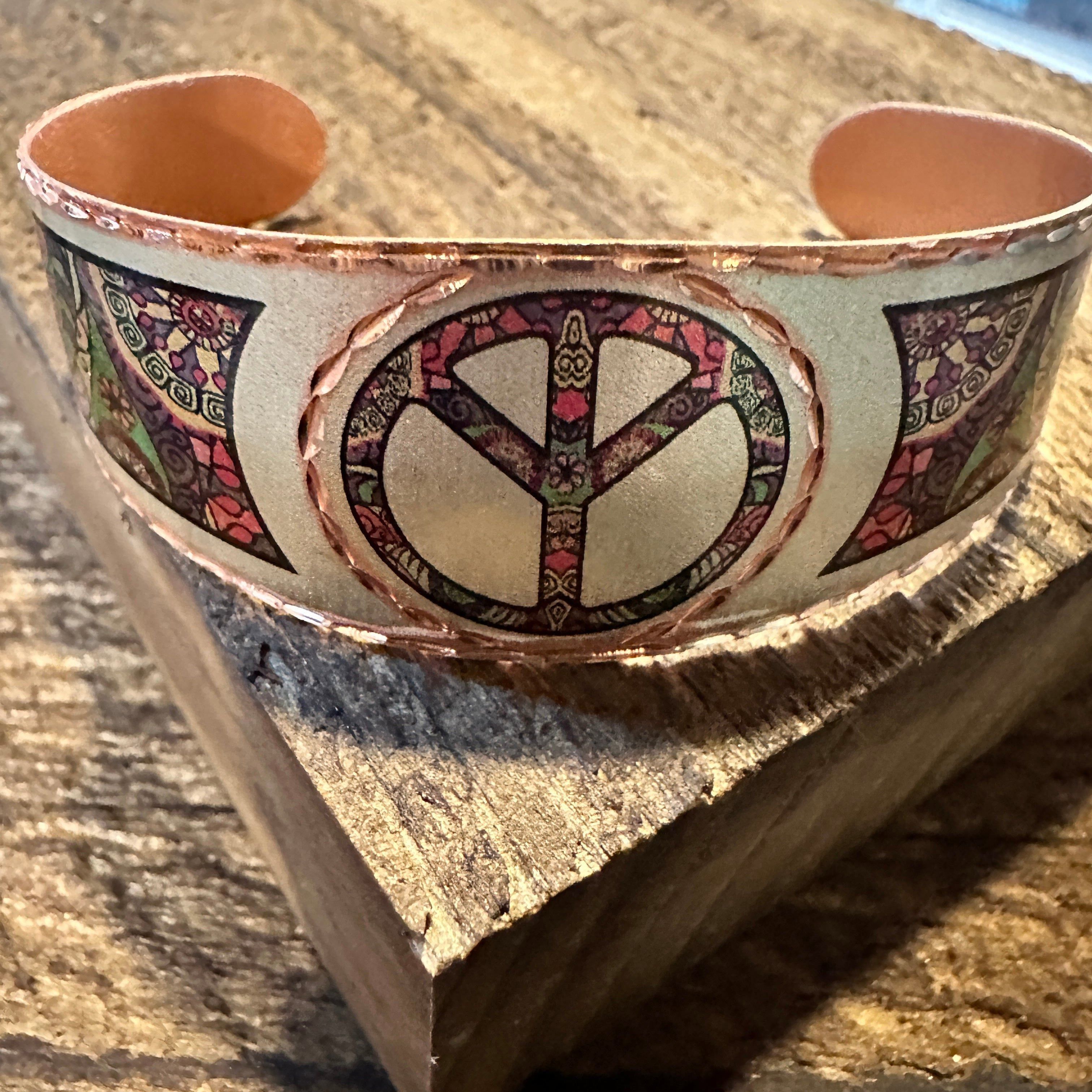 Other Handmade Boho Copper Wide Cuff Bracelet, Diamond Cut Hippie Size ONE SIZE - 9 Thumbnail
