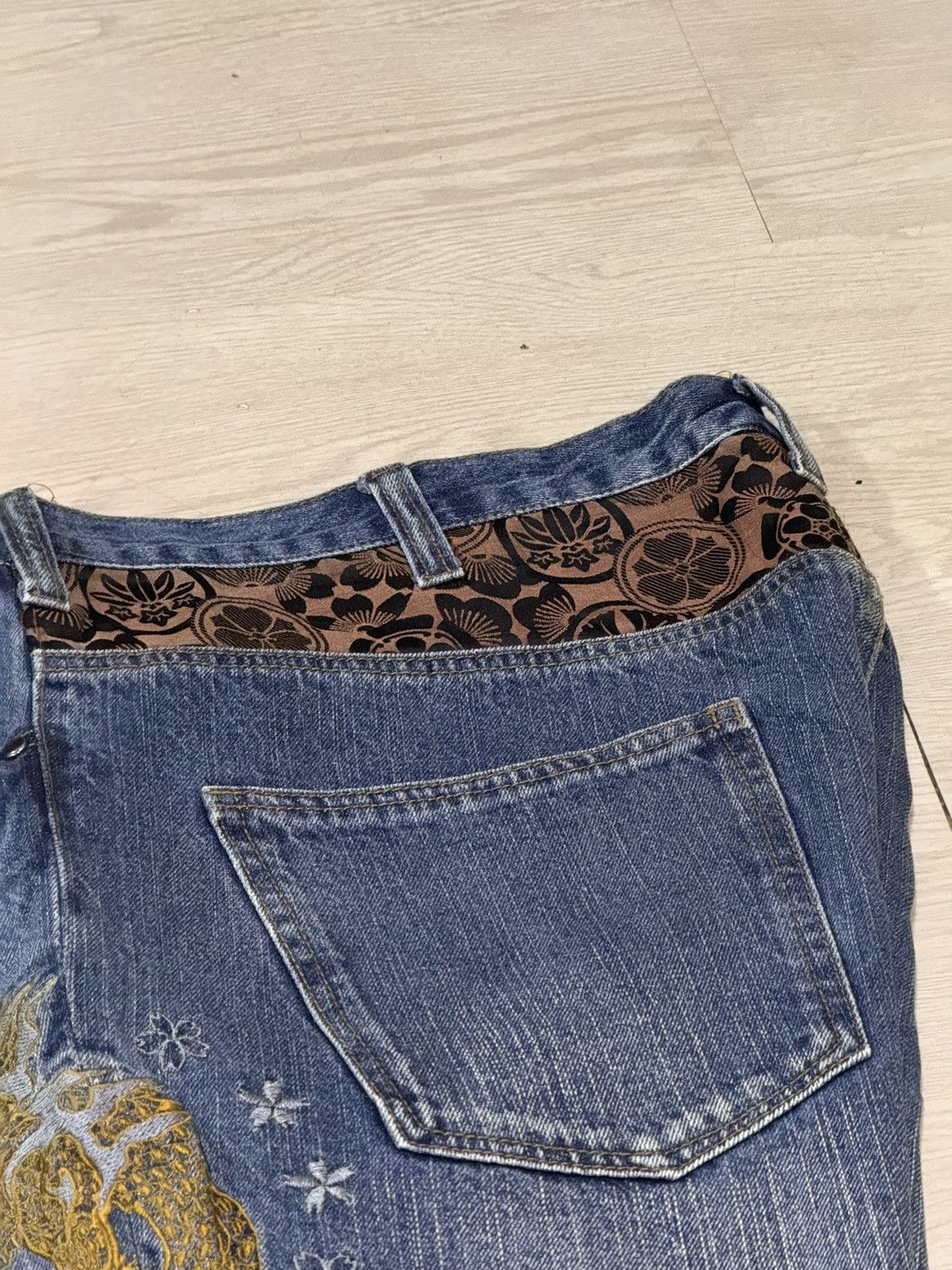 Japanese Brand Koi Dragon Sukajan Japan Jeans Embroidered Size 42” Size US 42 / EU 58 - 3 Thumbnail