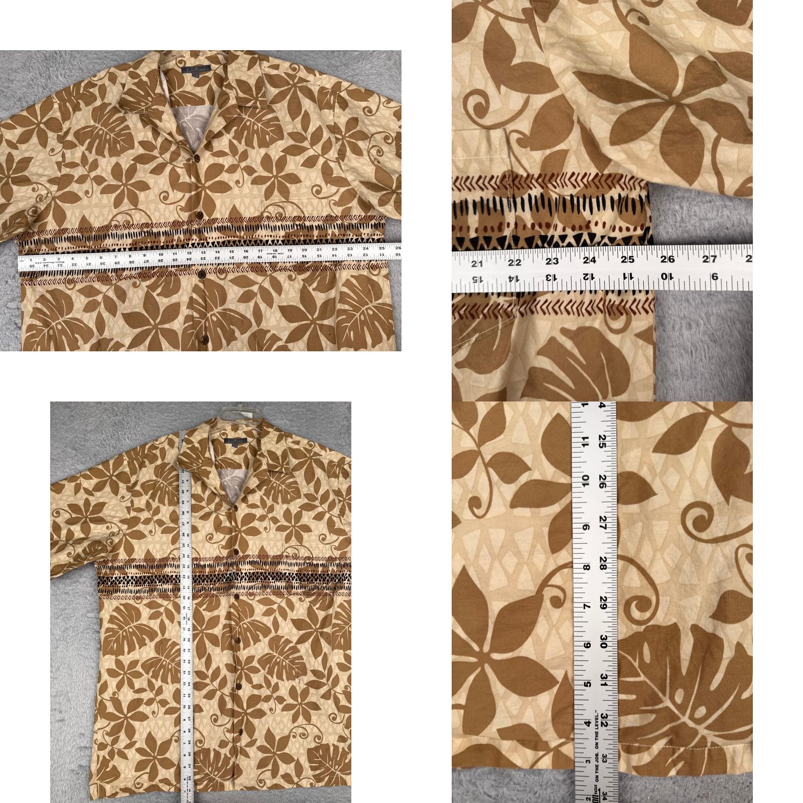 Vintage Kora Road Shirt Mens 2XL Beige Floral Leaf Hawaiian Button Up Cotton Size US XXL / EU 58 / 5 - 8 Thumbnail