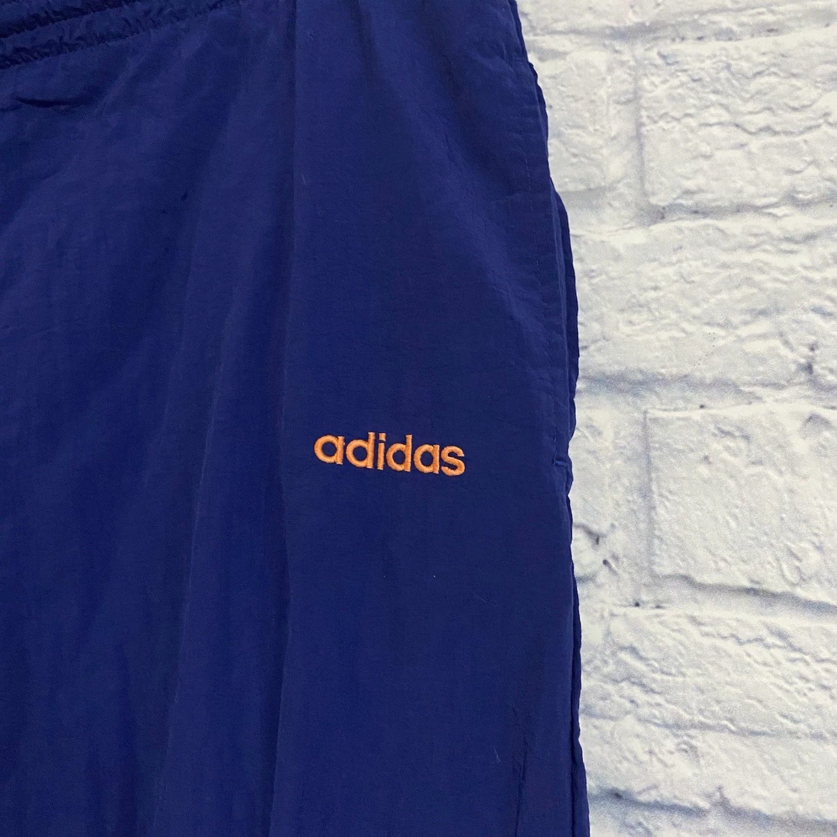 Adidas VINTAGE Adidas Blue Zipped Hem Lined Windbreaker Track Sweatpants Mens Med Pants 90s Sports Size US 31 - 2 Thumbnail