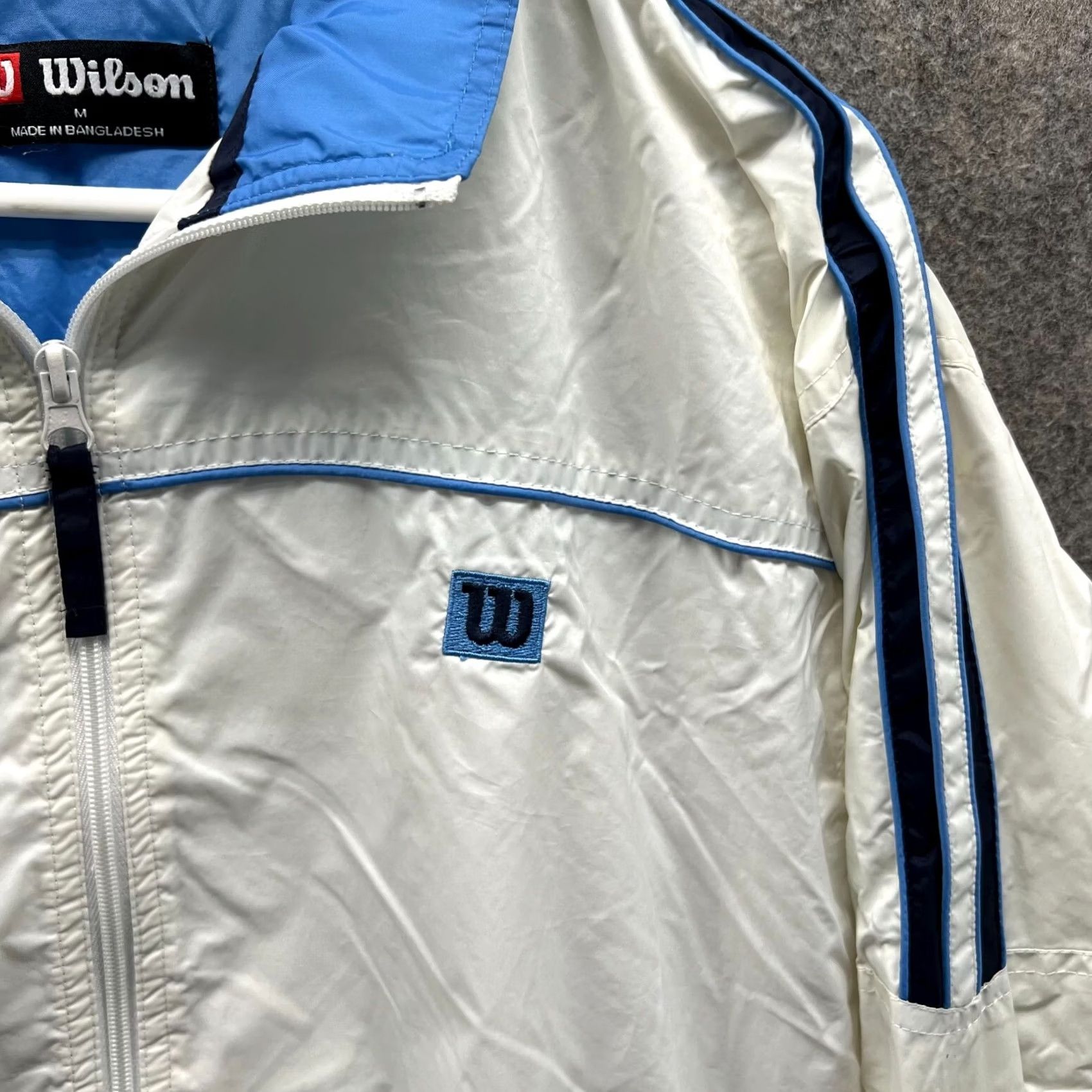 Wilson VINTAGE Wilson Jacket Mens M White Full Zip Track Windbreaker Nylon 90s 80s Y2K Size US M / EU 48-50 / 2 - 5 Thumbnail