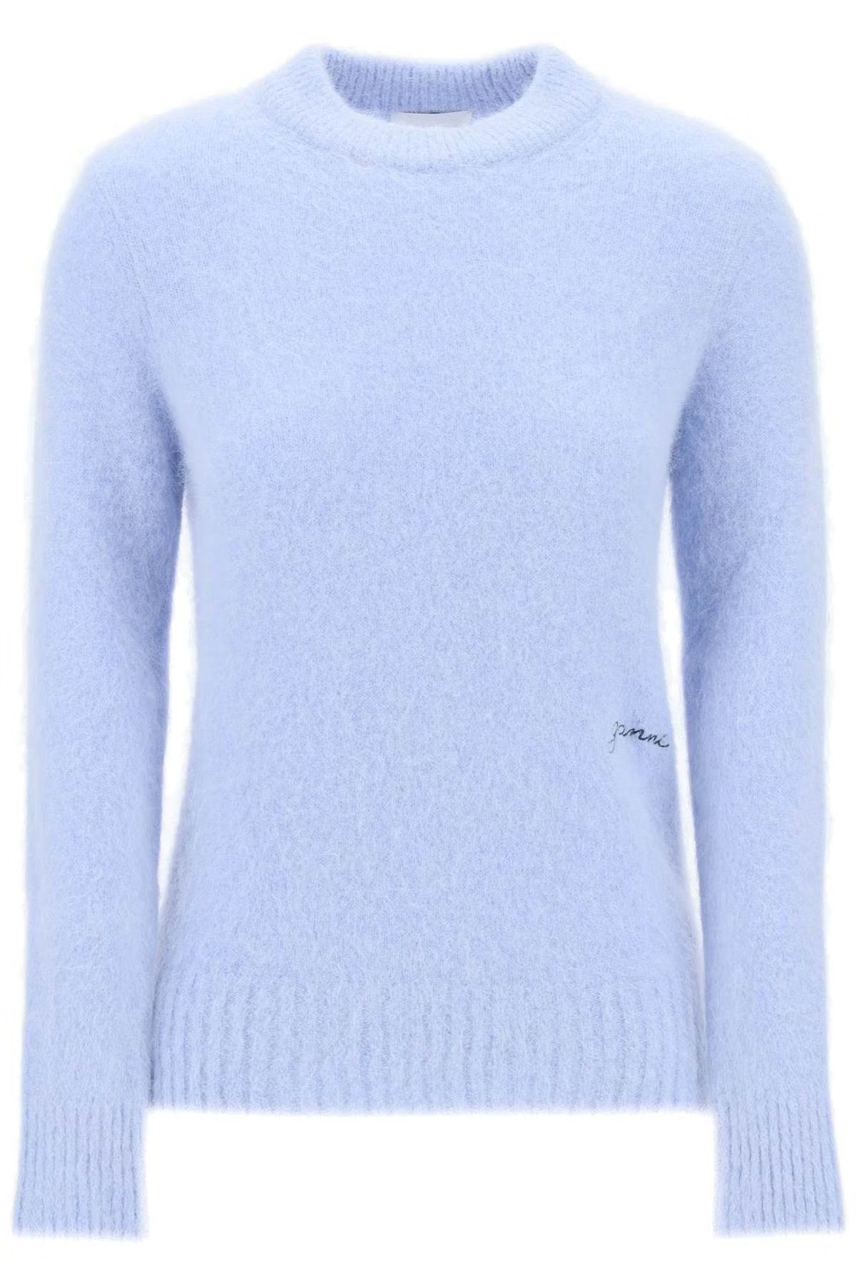 image of Ganni O1S22I1N0524 Brushed Alpaca Sweater In Light Blue, Women's (Size XS)