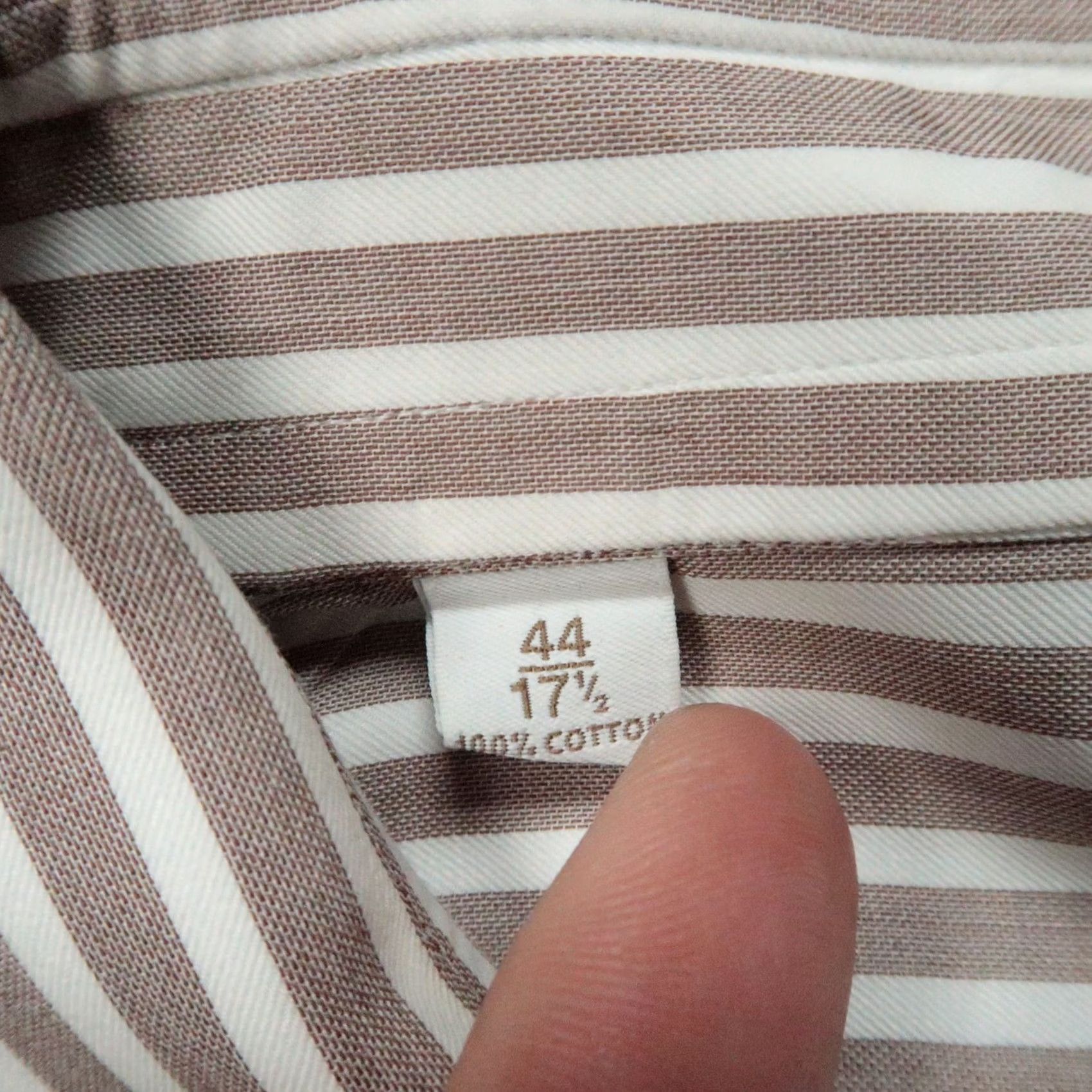 Brioni Brioni Shirt Men XL 17.5 Brown White Striped Long Sleeve Button Up Dress Shirt Vintage: No Size US XL / EU 56 / 4 - 4 Thumbnail
