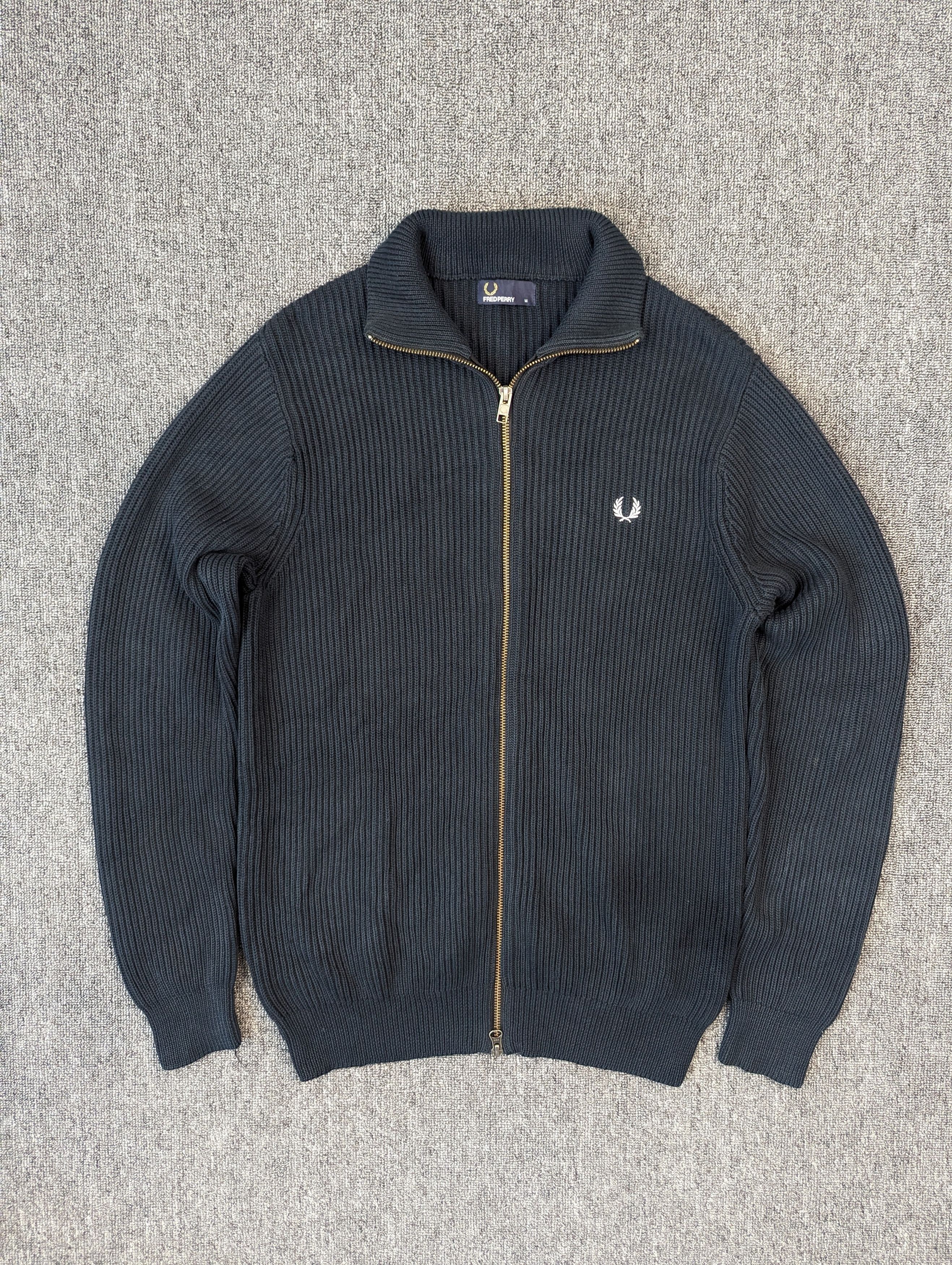 Fred Perry Fred Perry Knitted Full Zipper Sweater Dark Blue Size M Size US M / EU 48-50 / 2 - 1 Thumbnail