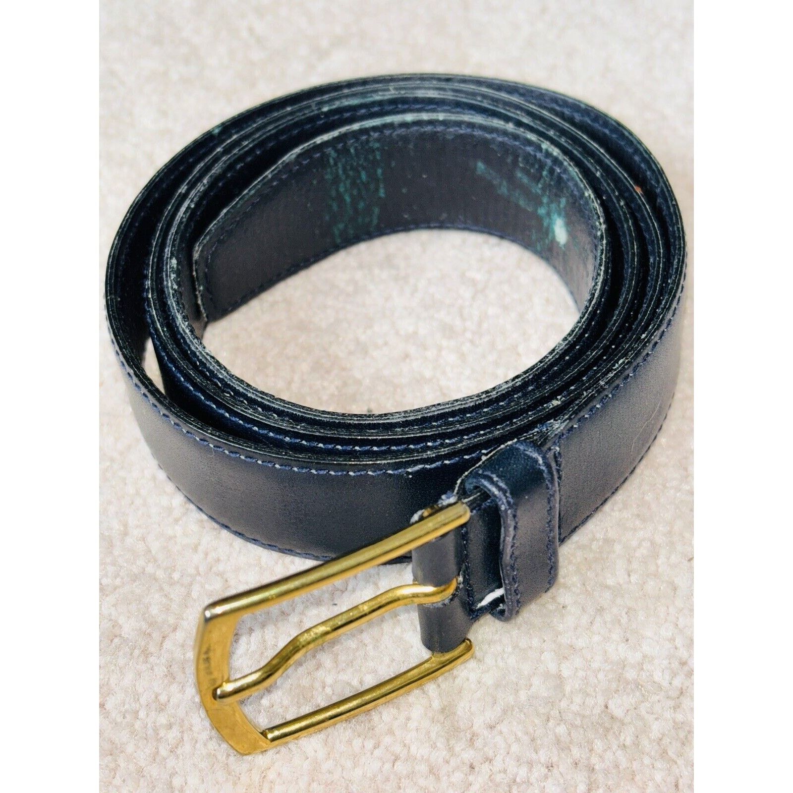 Harrods Vintage Harrods Black Leather Belt 38" Brass Buckle British Size 38 - 12 Thumbnail