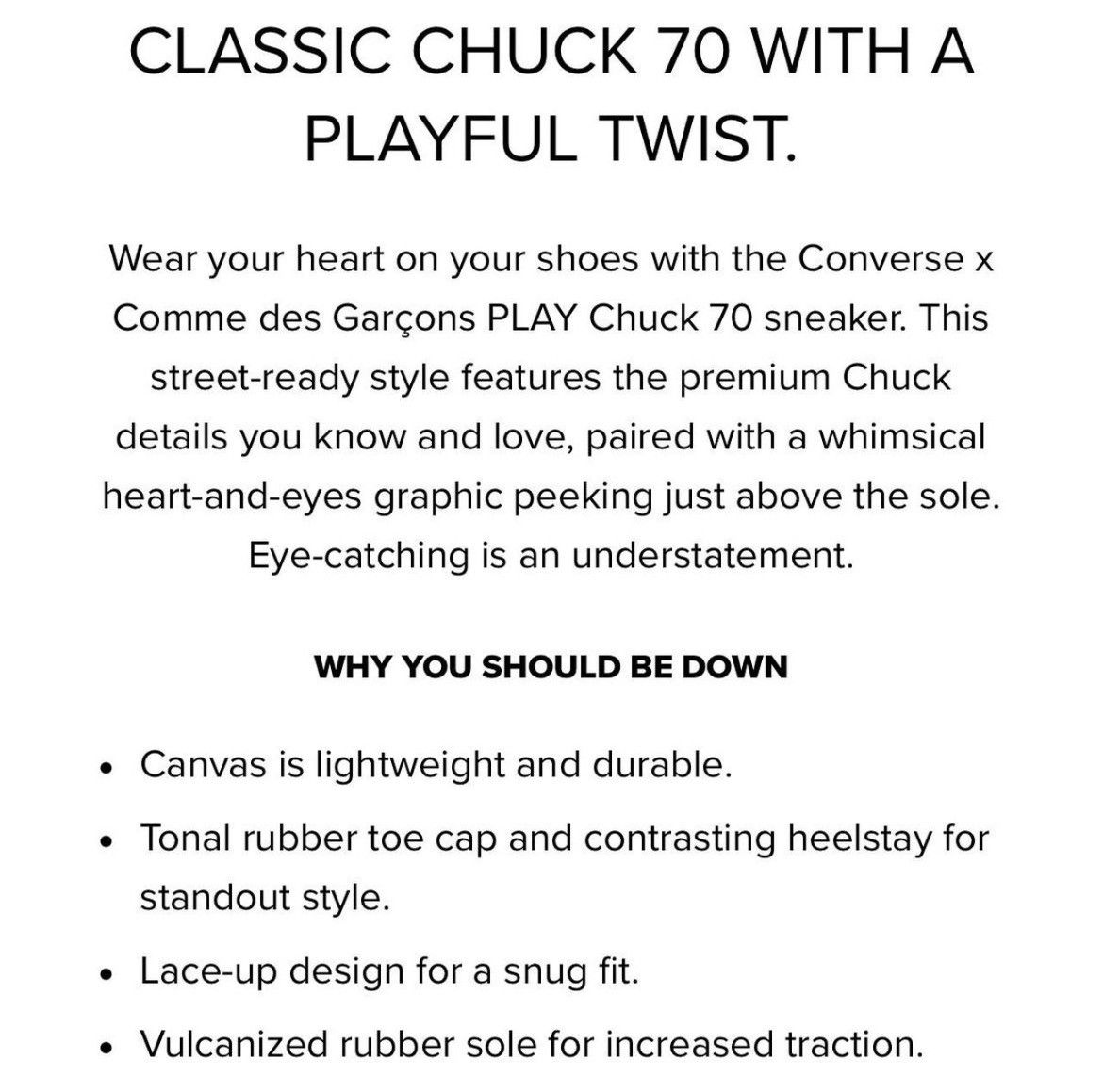 Comme des Garcons PLAY × Converse Converse x Comme des Garçons PLAY Chuck 70 Hi Size US 6 / IT 36 - 9 Thumbnail