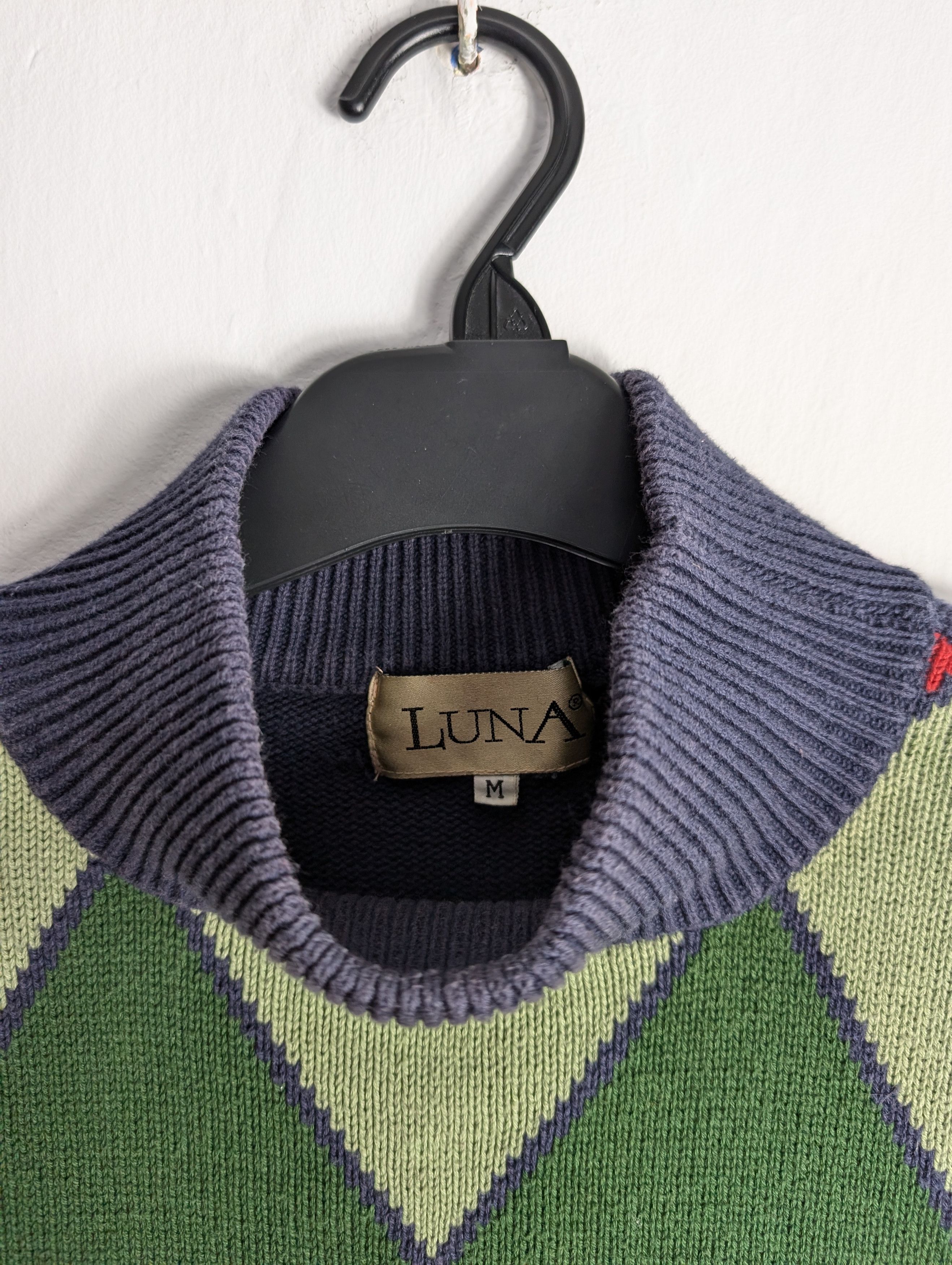 Vintage Vintage 90s Sweater Diamond Crazy Pattern Pullover Size US M / EU 48-50 / 2 - 4 Thumbnail